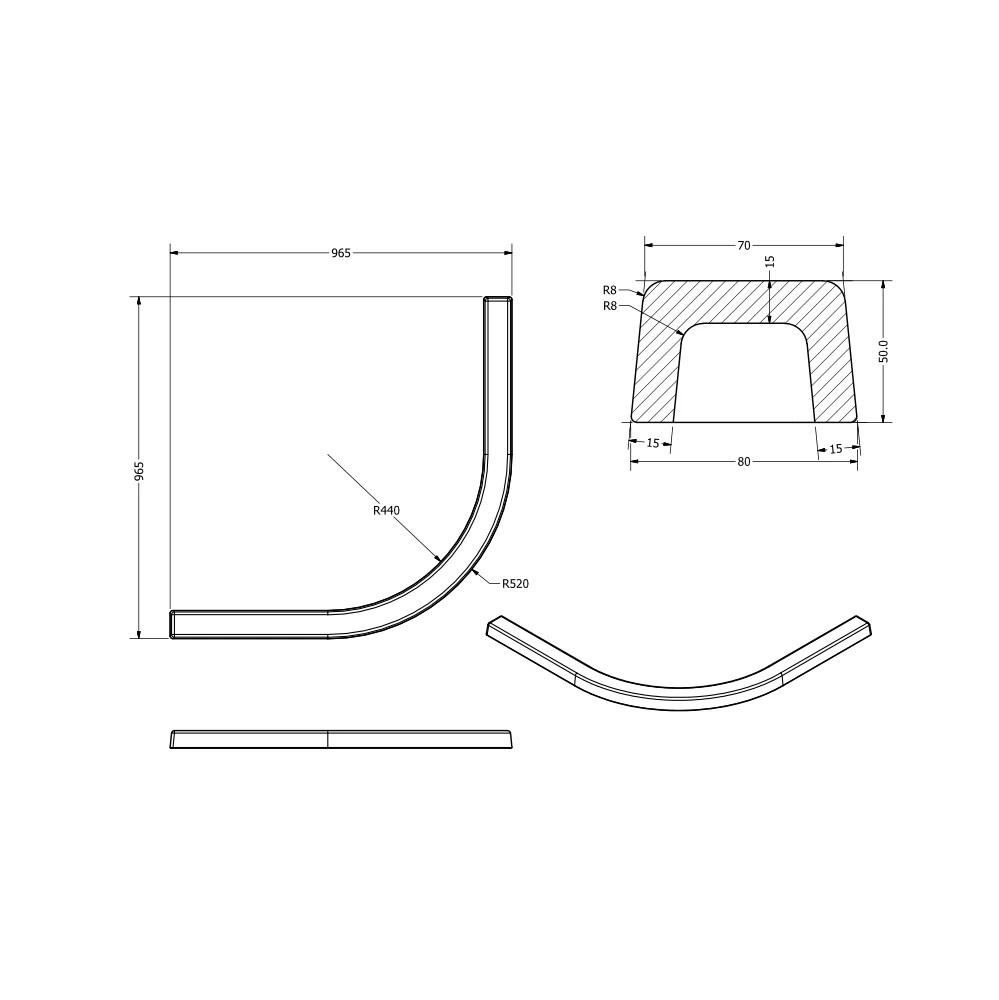 Prag pentru cabină de duș semirotundă mărime 90x90 cm culoare alb din compozit model West [3]