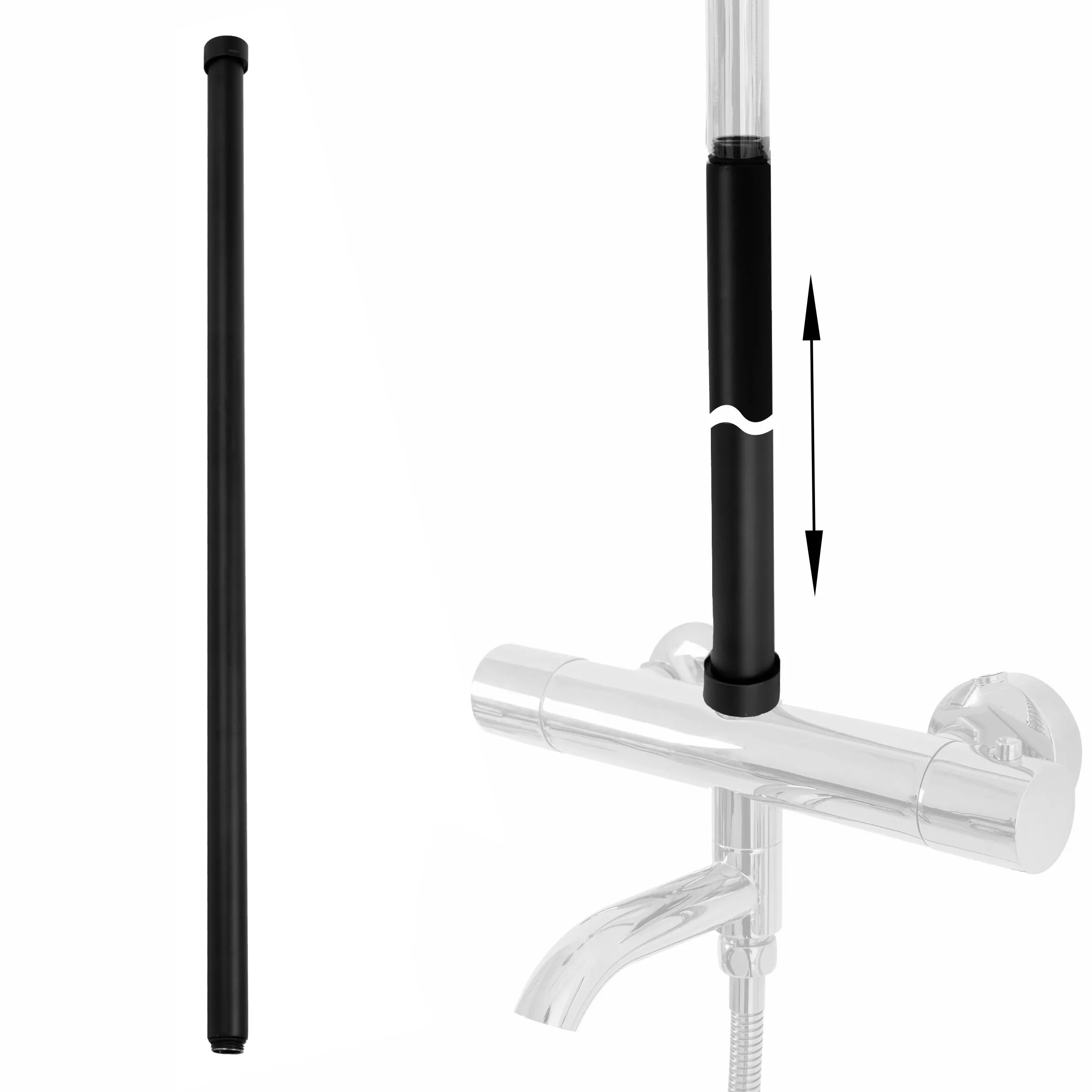 ACCESORII BAIE - Prelungitor coloană duș culoare negru mat lungime 60 cm - Rea