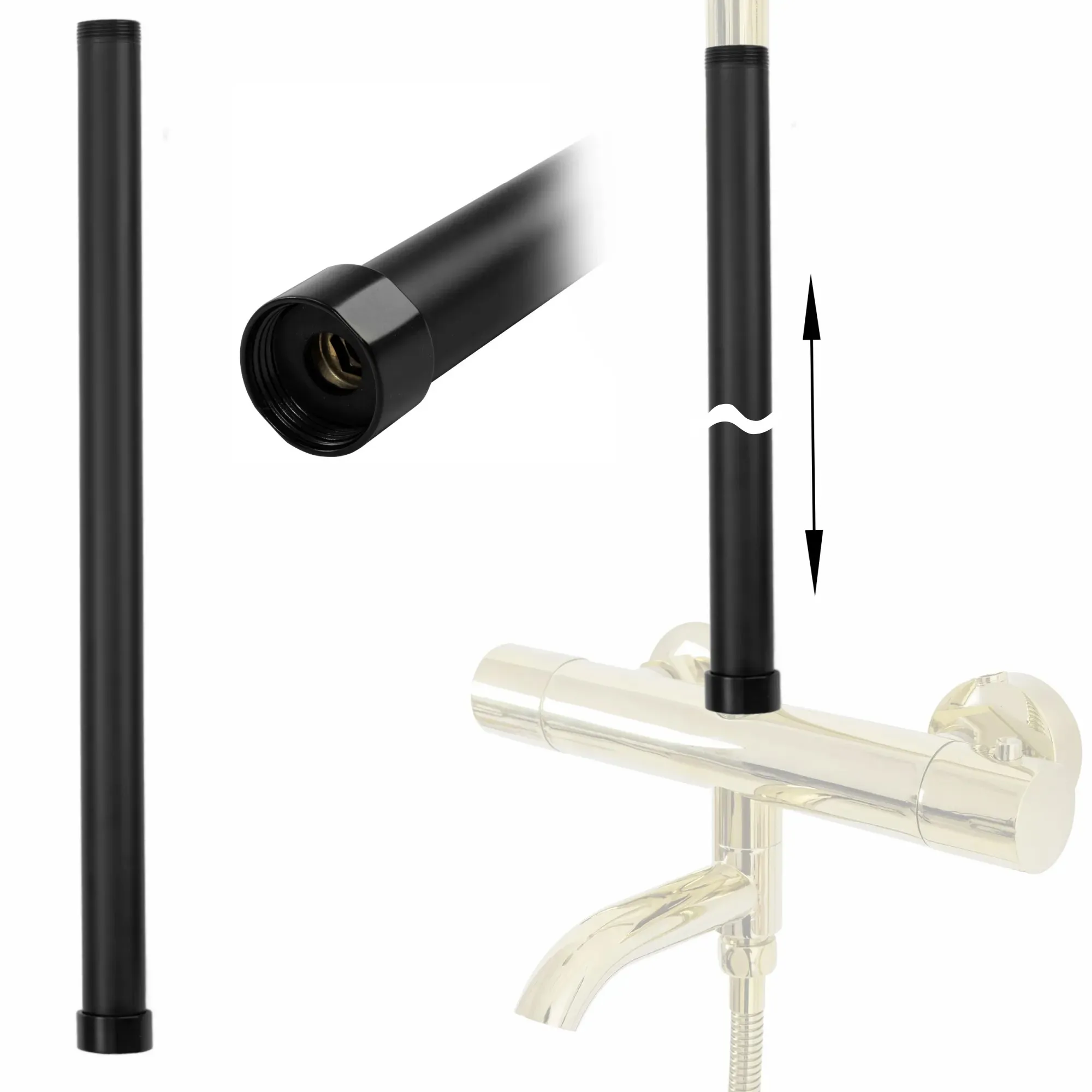ACCESORII BAIE - Prelungitor coloană duș culoare negru mat lungime 50 cm