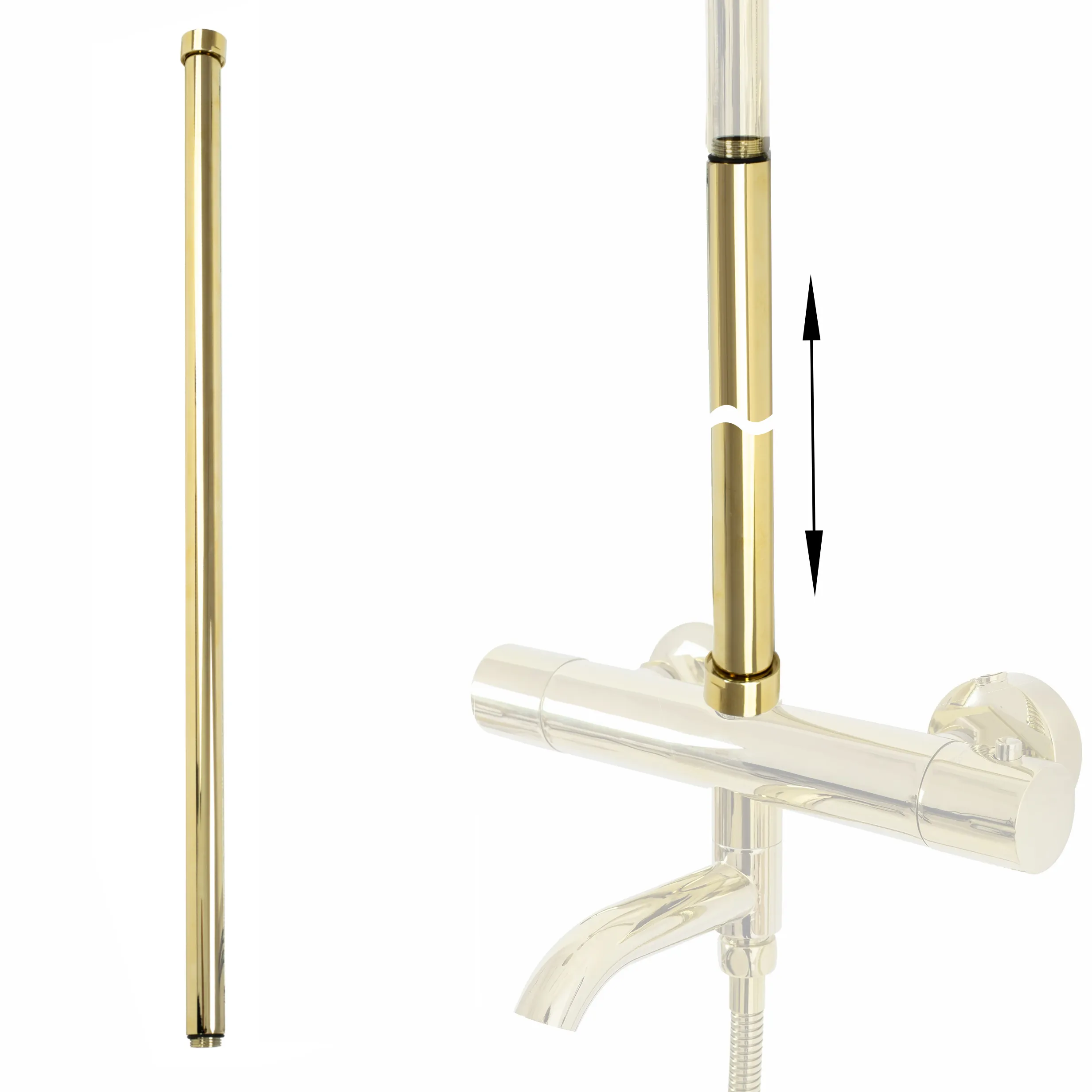 ACCESORII BAIE - Prelungitor coloană duș culoare auriu lungime 50 cm