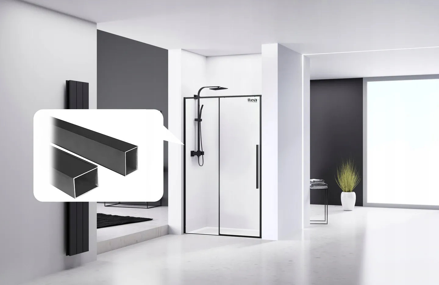 Profil extensie negru pentru cabine/uși RAPID, FARGO, SOLAR - Rea [1]