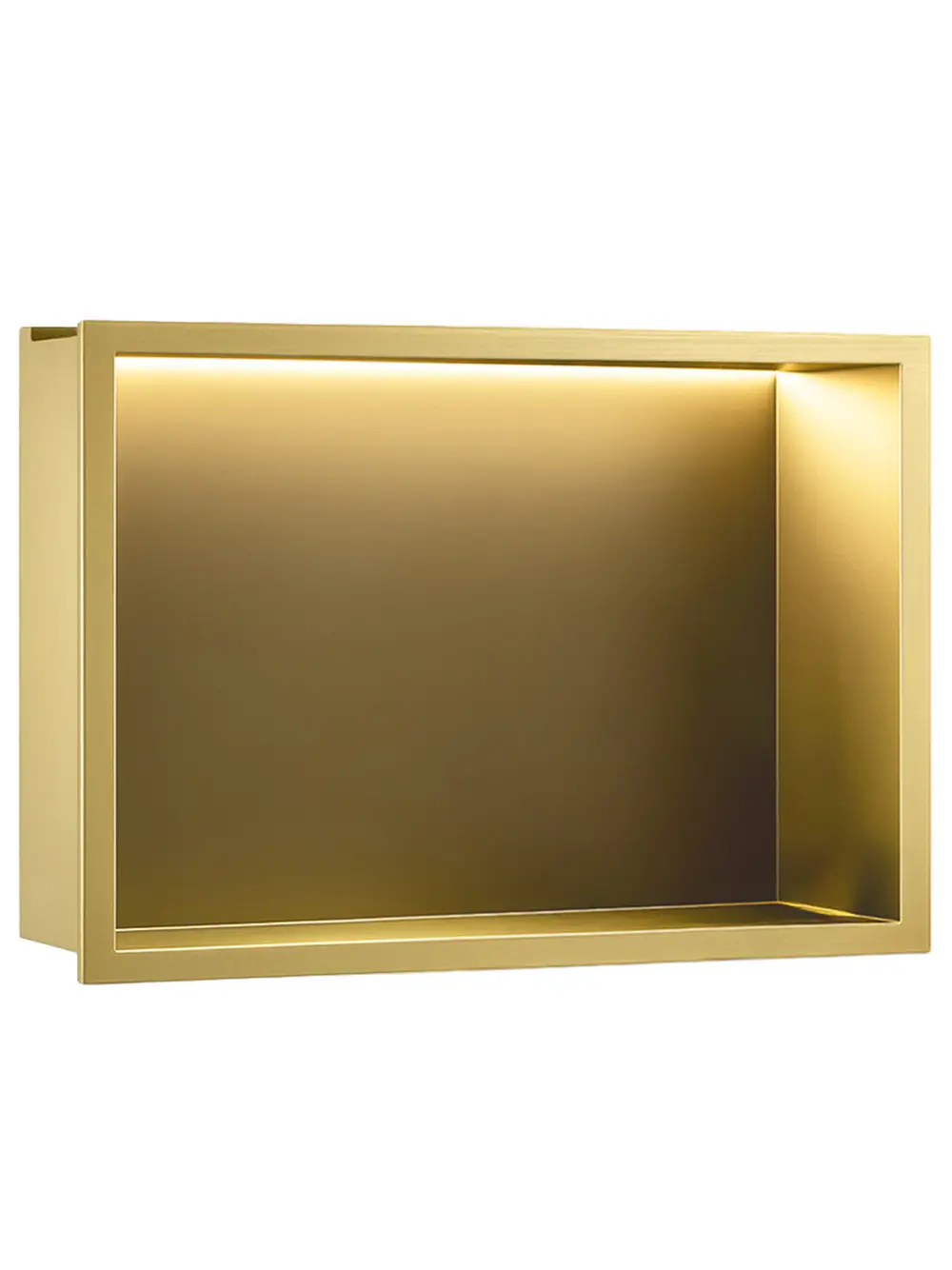 ACCESORII BAIE - Raft baie încastrat în perete cu LED mărime 30x45 cm culoare auriu periat model Gold Brush