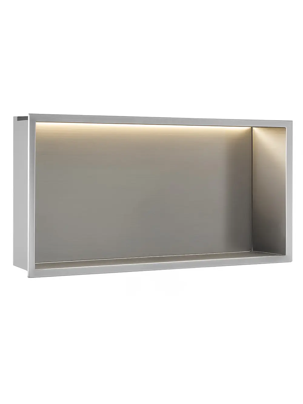 Raft baie încastrat în perete cu LED mărime 30x60 cm culoare crom periat model Steel Brush