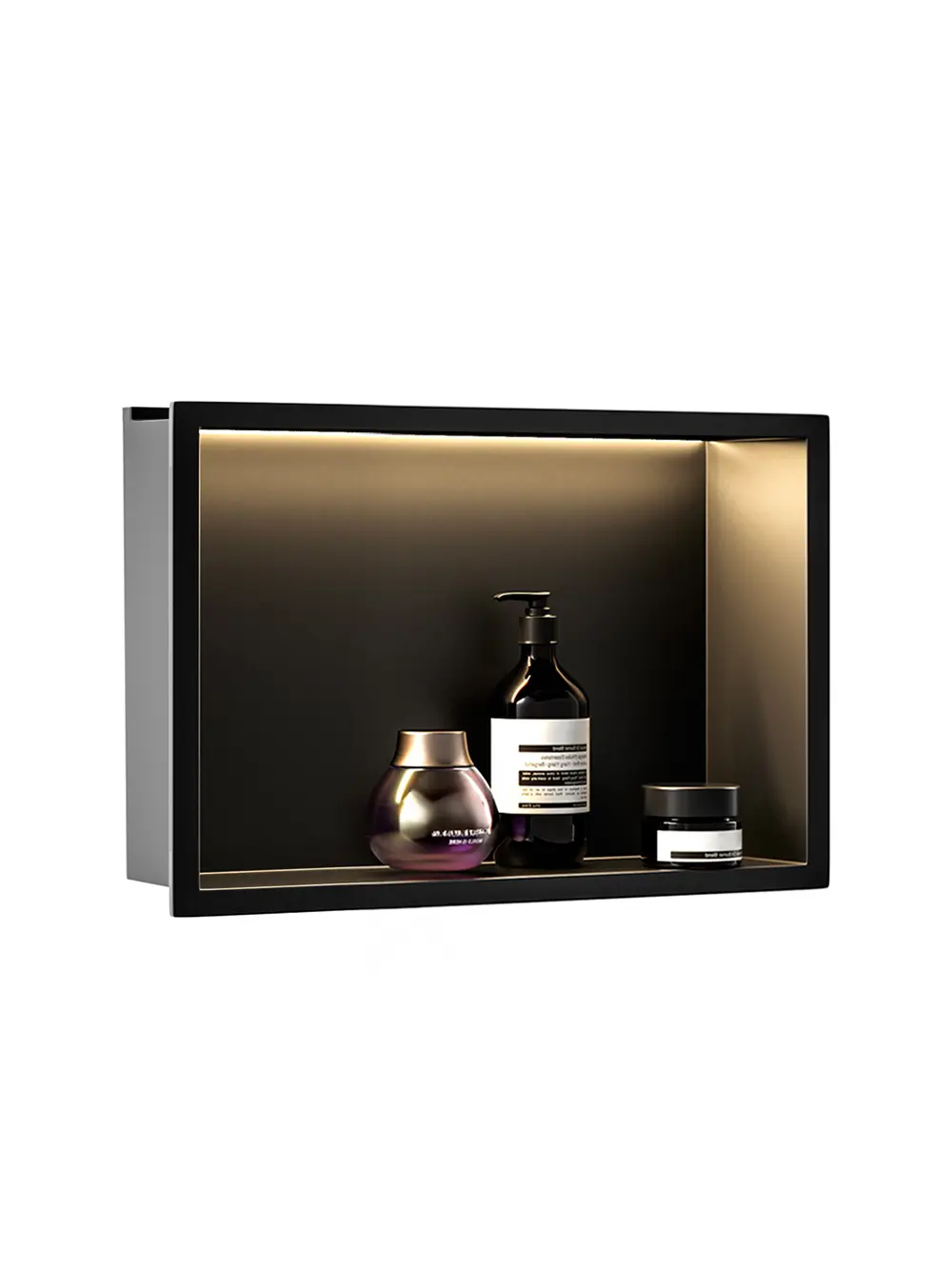 Raft baie încastrat în perete cu LED mărime 30x45 cm culoare negru mat model Black [3]