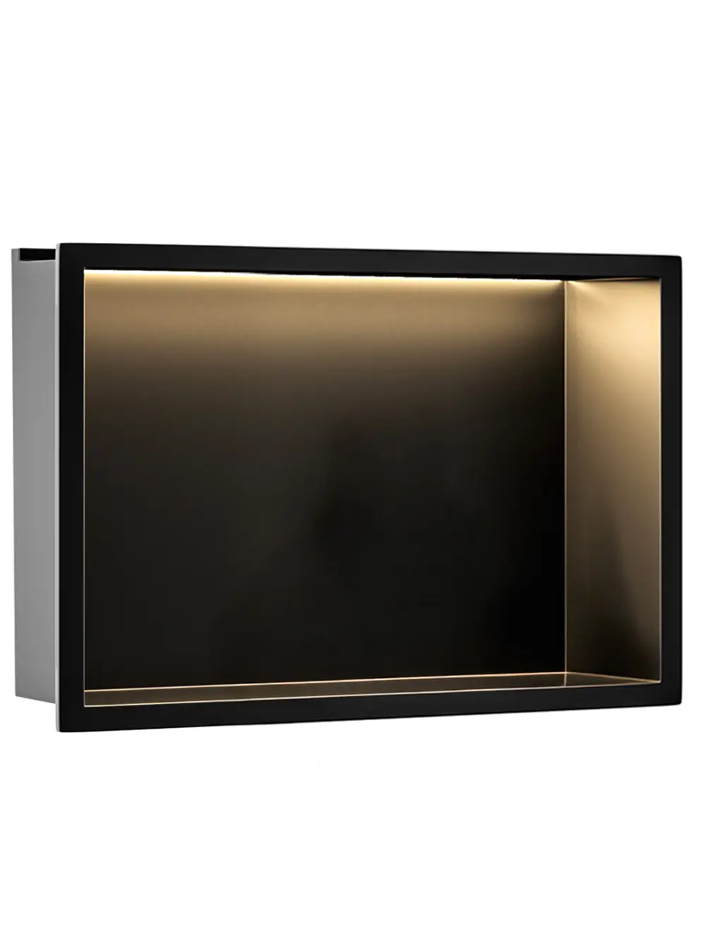 Raft baie încastrat în perete cu LED mărime 30x45 cm culoare negru mat model Black