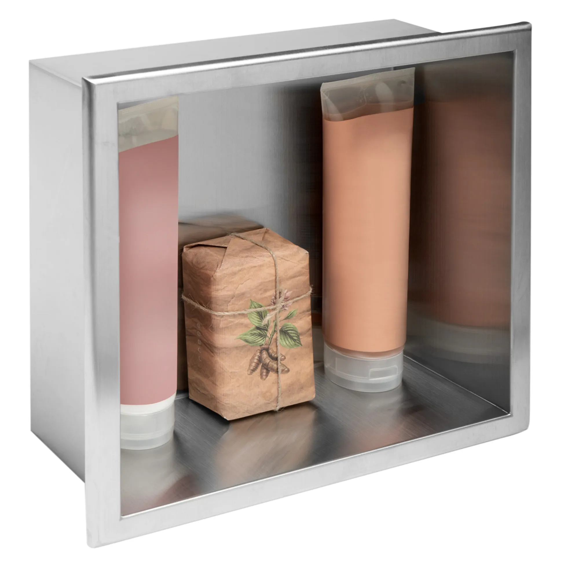 Raft baie încastrat în perete mărime 30x30 cm culoare crom periat model pătrat Chrome Brushed [1]