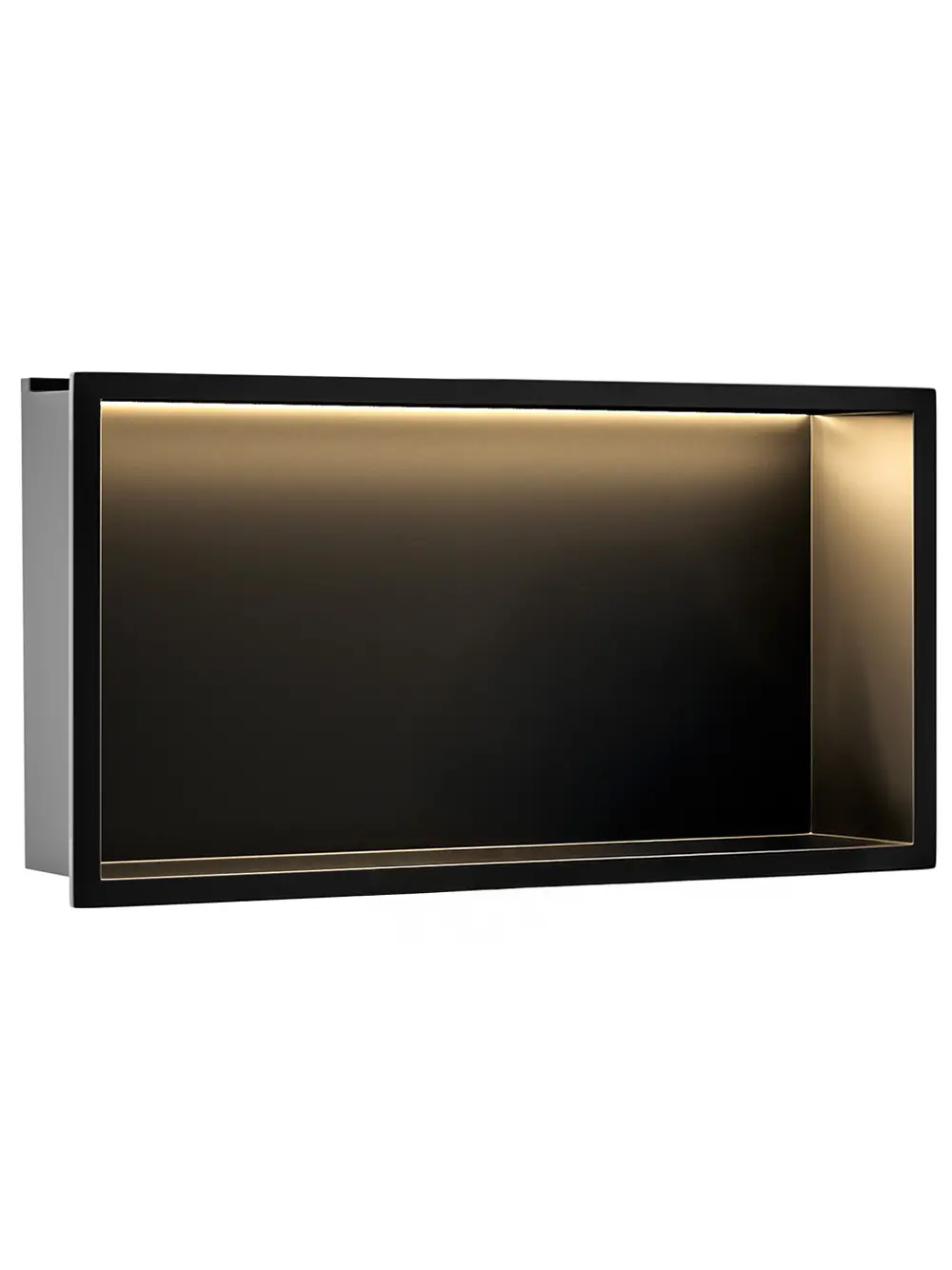 Raft baie încastrat în perete cu LED mărime 30x60 cm culoare negru mat model Black