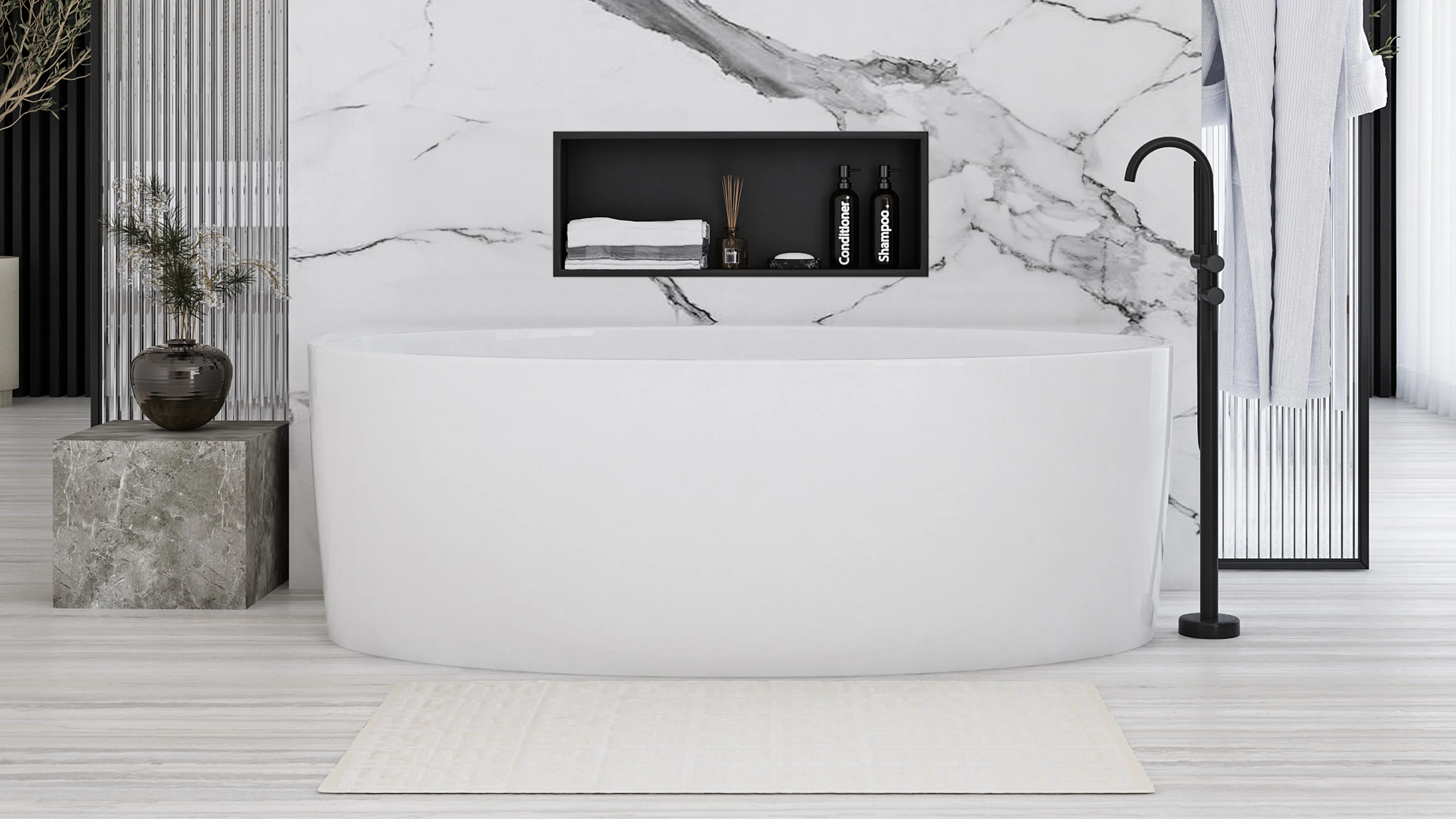 Raft baie încastrat în perete mărime 30x60 cm culoare negru mat model dreptunghiular Black Matt [6]