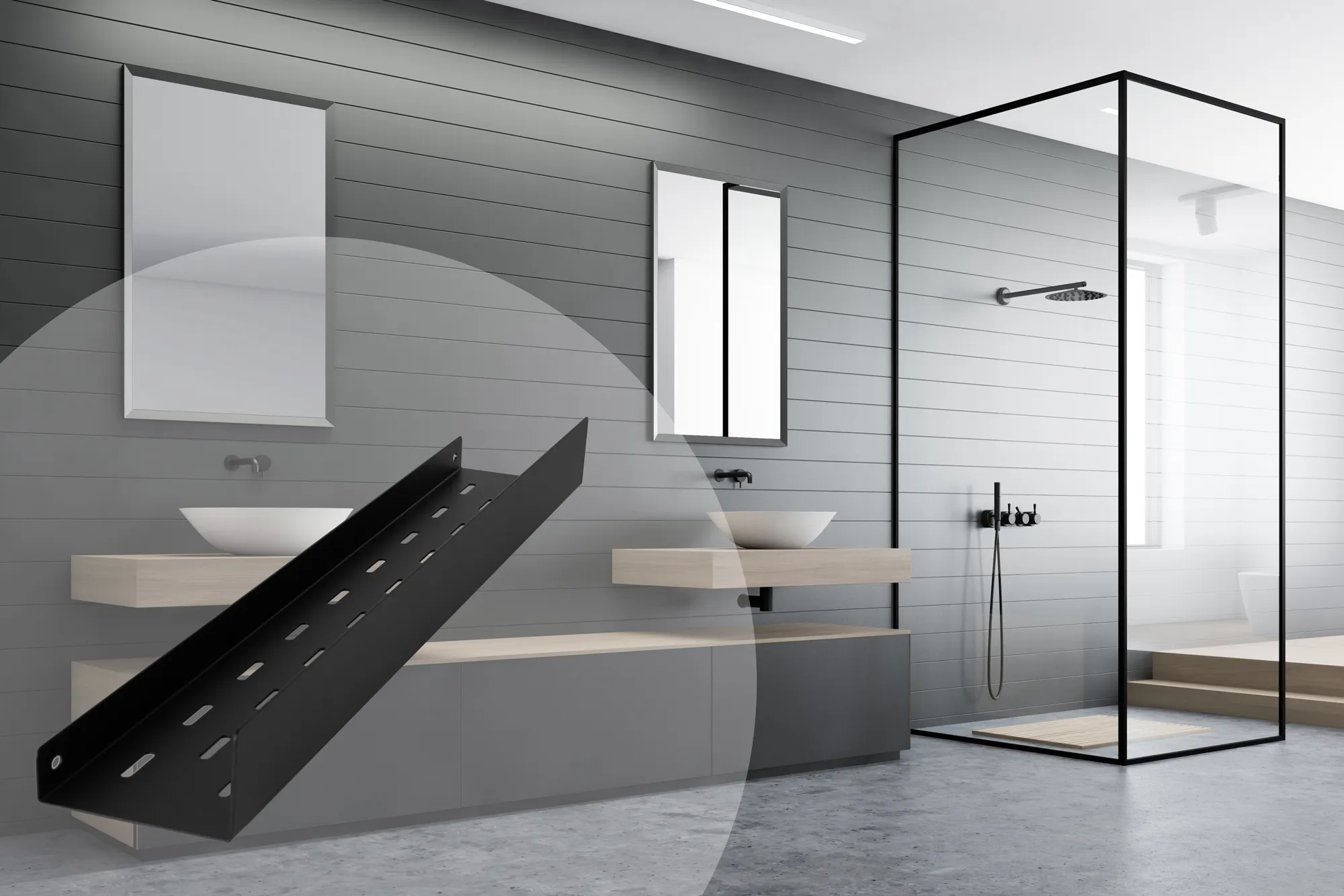 Raft pentru baie lungime 60 cm culoare negru mat model SF04 Black Matt [8]