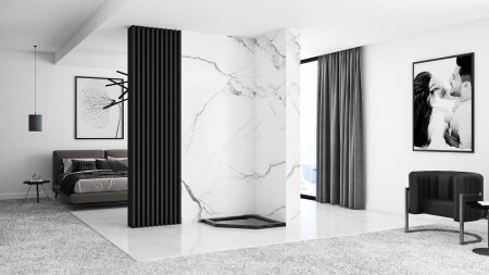 Cădiță de duș mărime 90x90 cm culoare negru lucios formă pătrată din acril sanitar model Diamond Black [2]