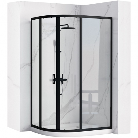 Cabină duș culisantă de colț mărime 80x80 cm finisaj negru mat cu cadiță duș albă sticlă securizată de 8 mm model Look Black Cabine de duș - Cabină duș culisantă de colț mărime 80x80 cm finisaj negru mat cu cadiță duș albă sticlă securizată de 8 mm model Look Black