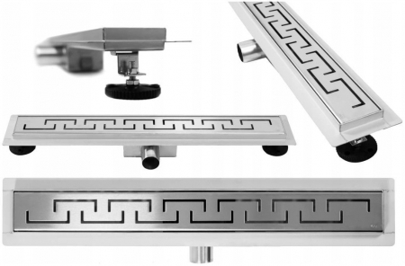 Rigole duș - Rigolă scurgere duș lungime 100 cm culoare crom periat model Greek Chrome