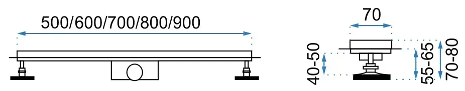 Rigolă scurgere duș lungime 80 cm culoare auriu lucios model Greek Pro Gold [9]