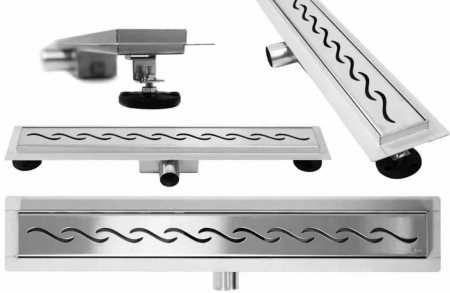 DUȘ - Rigolă scurgere duș lungime 80 cm culoare crom periat model Wave Chrome