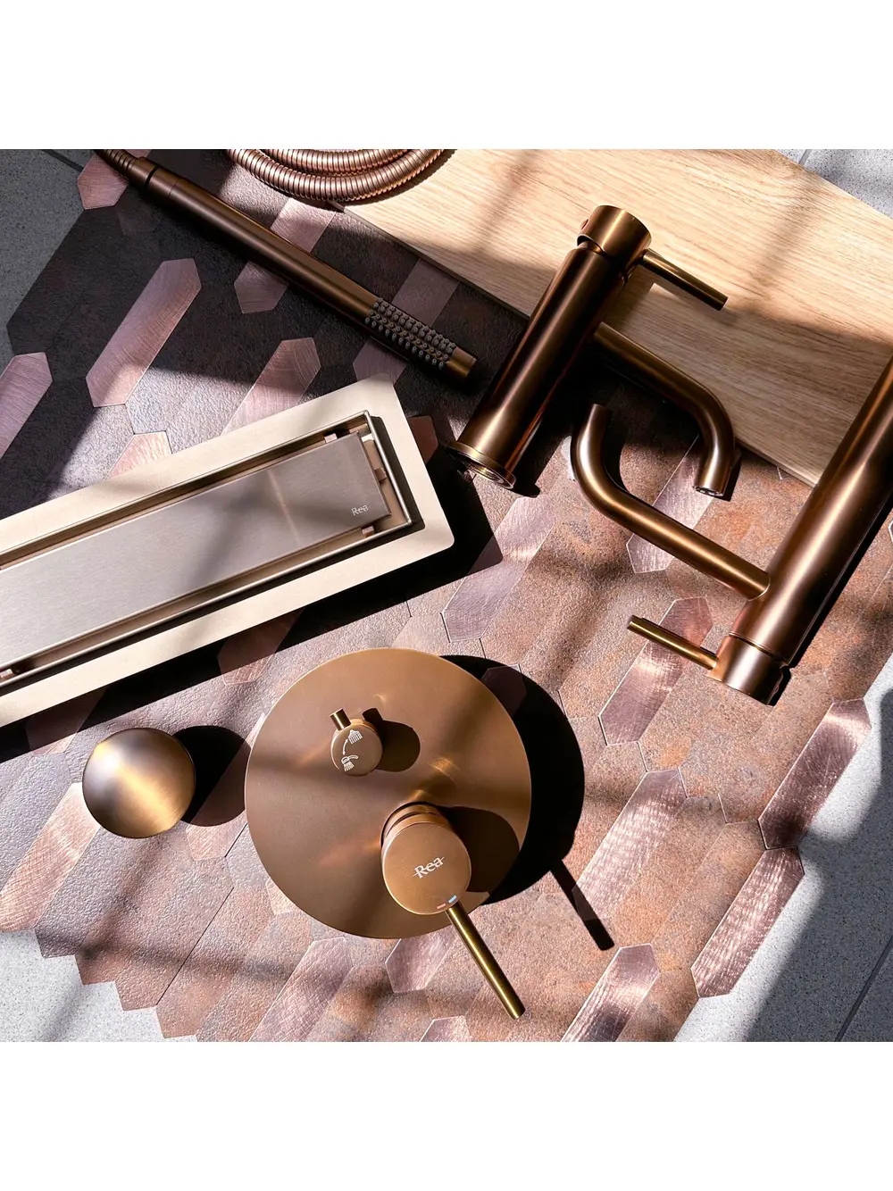 Rigolă scurgere duș lungime 70 cm culoare cupru periat model Neox Brush Copper [6]