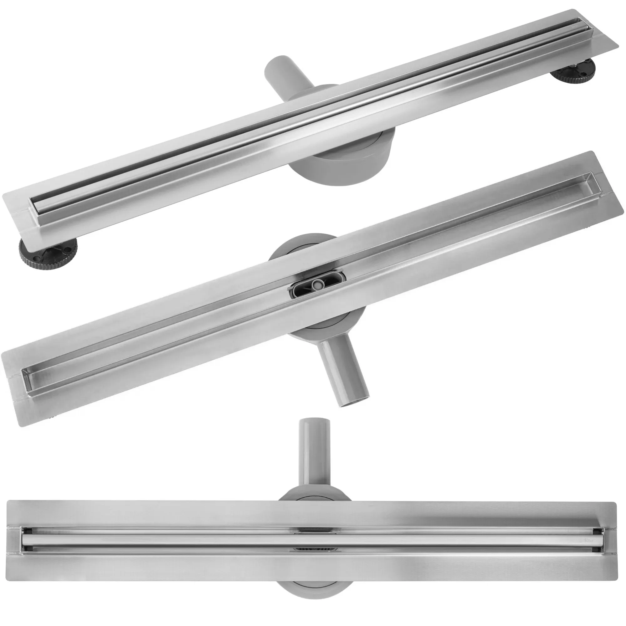 Rigolă scurgere duș lungime 60 cm finisaj crom periat model Neox Slim Pro Nickel Brush