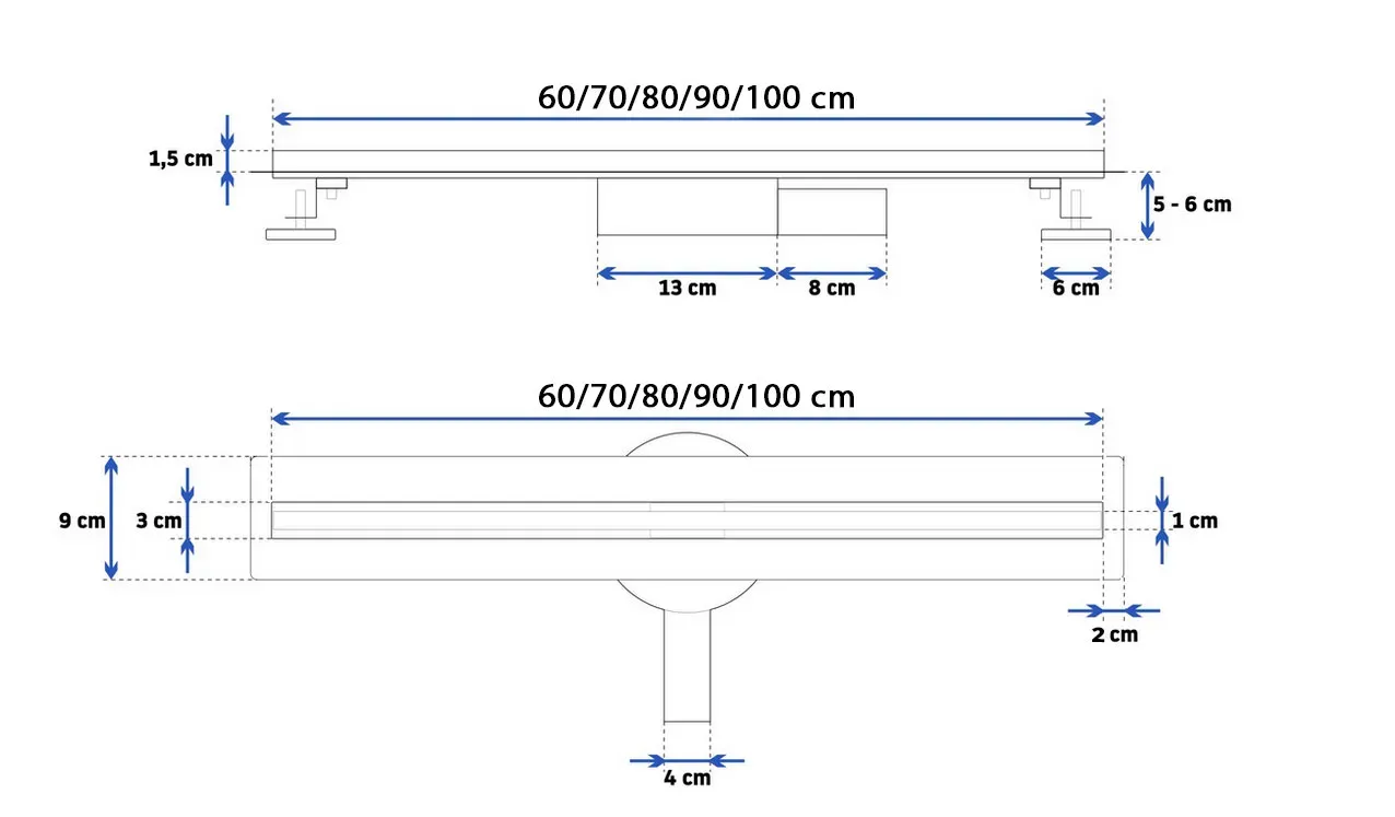 Rigolă scurgere duș lungime 90 cm culoare negru mat model Neo Slim Pro Black [8]