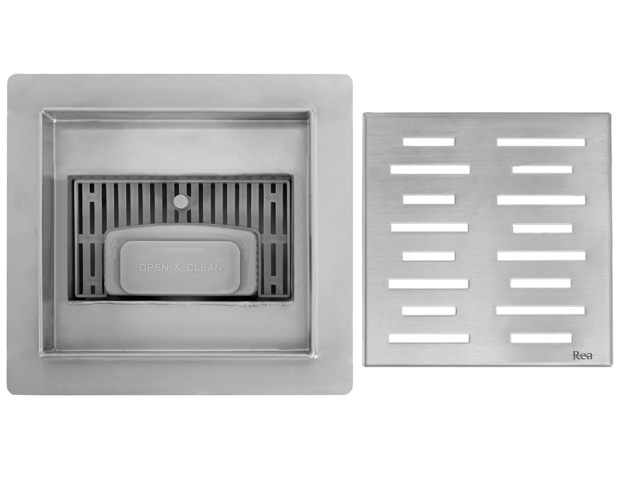 Sifon pentru pardosea mărime 12x12 cm culoare crom periat model Line Nickel Brush [5]