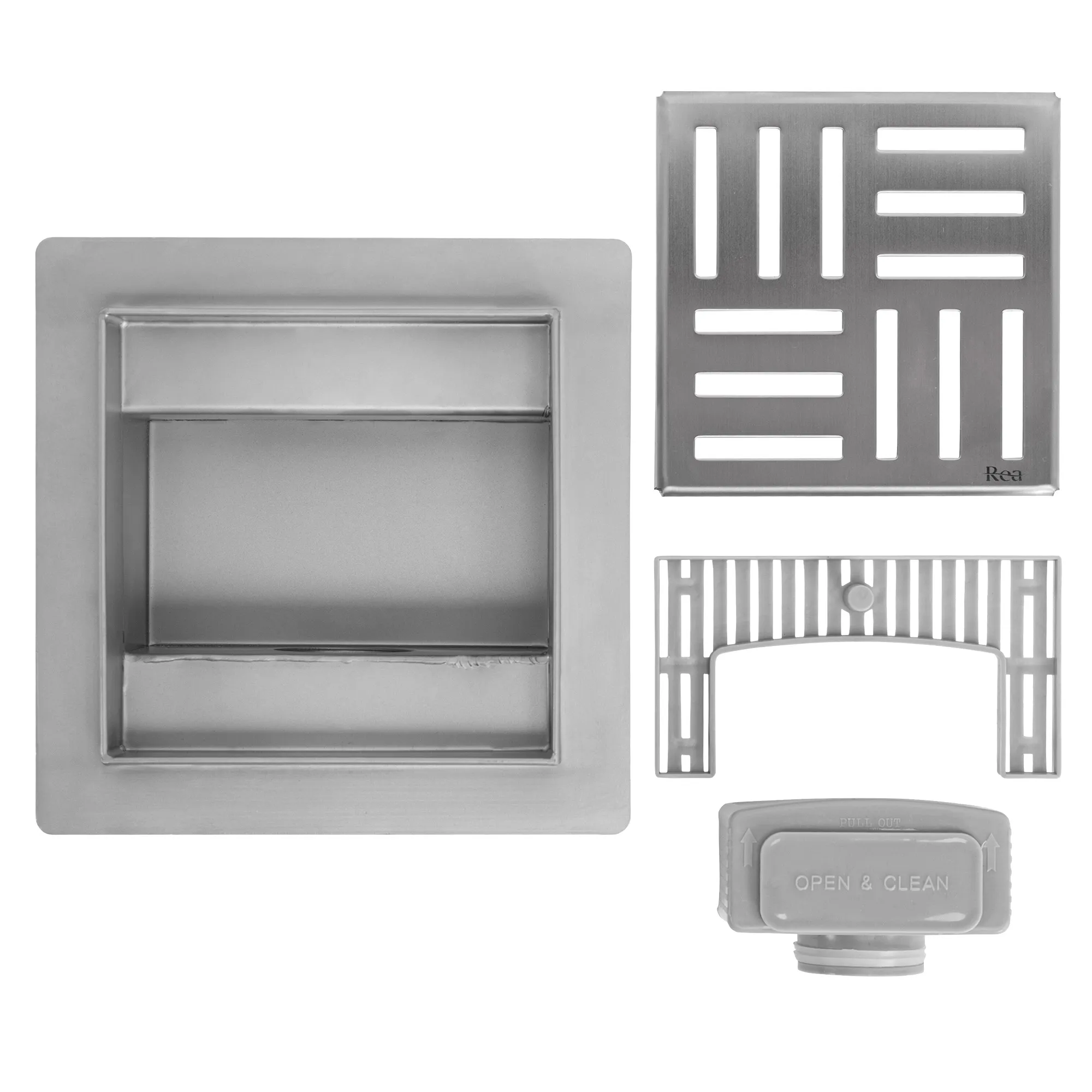 Sifon pentru pardosea mărime 12x12 cm culoare crom periat model Cross Nickel Brush [5]
