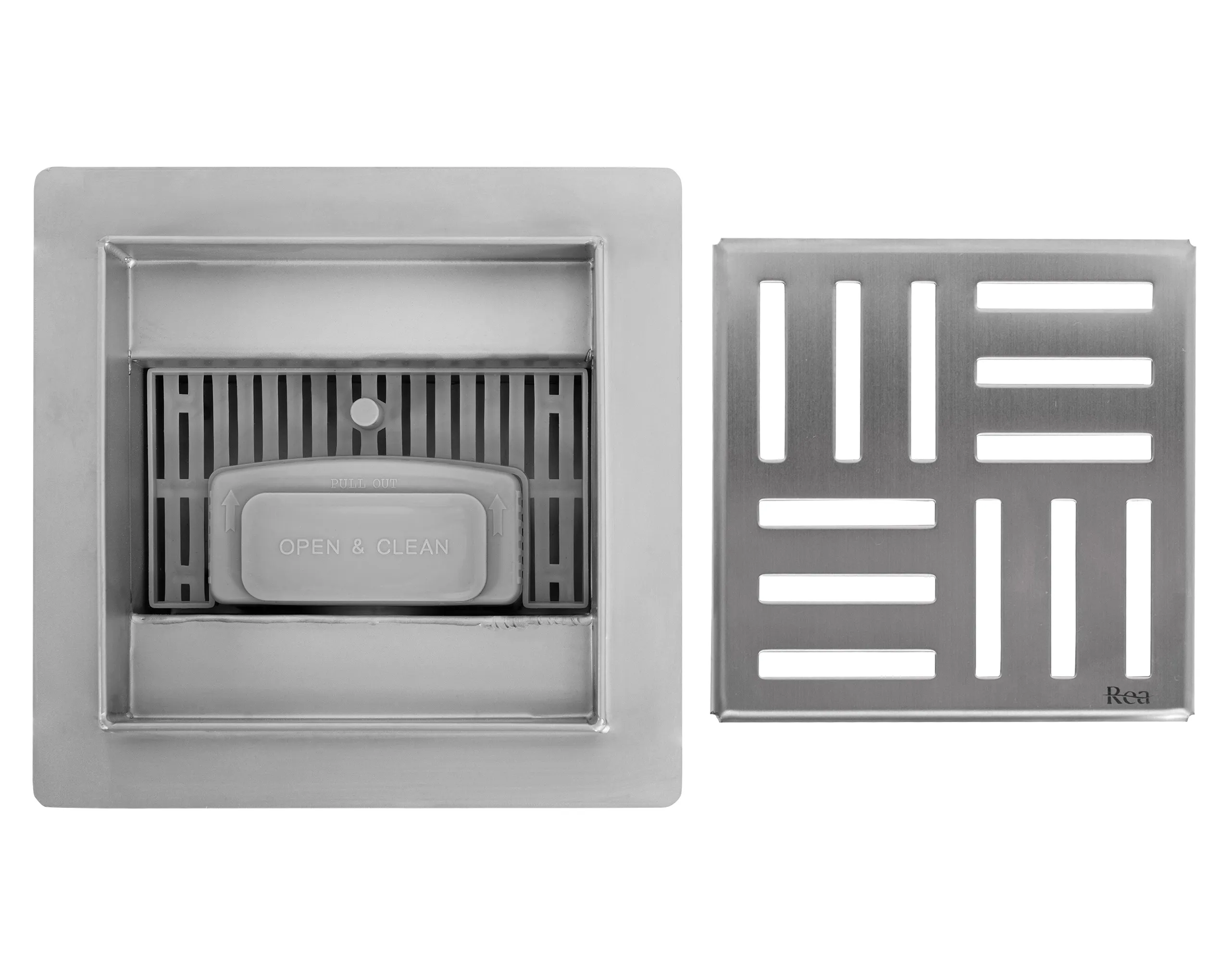 Sifon pentru pardosea mărime 12x12 cm culoare crom periat model Cross Nickel Brush [4]