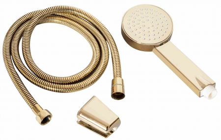 DUȘ - Pară de duș mărime 12x26 cm culoare aurie cu suport și furtun model Gold