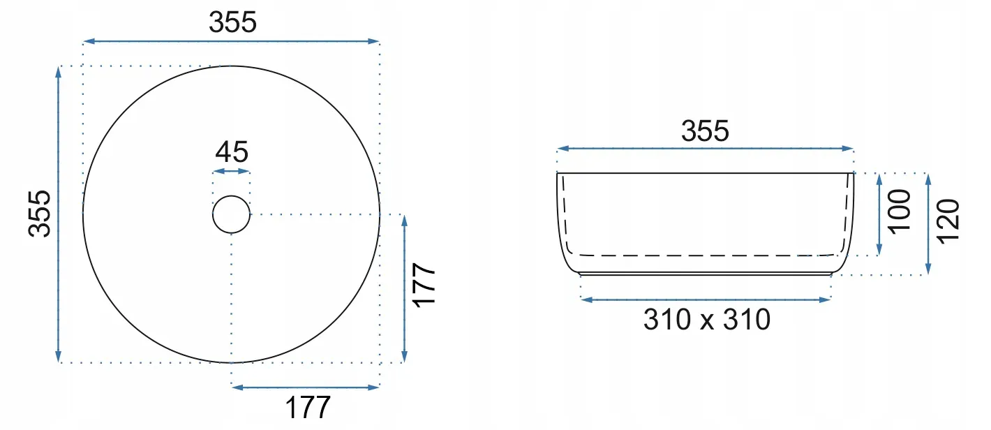 Lavoar baie pe blat formă rotundă lungime 35 cm culoare alb model Sami Aiax [5]