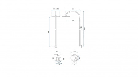 Set de duș culoare negru mat înălțime 96 cm material alamă model Lugano Black [5]