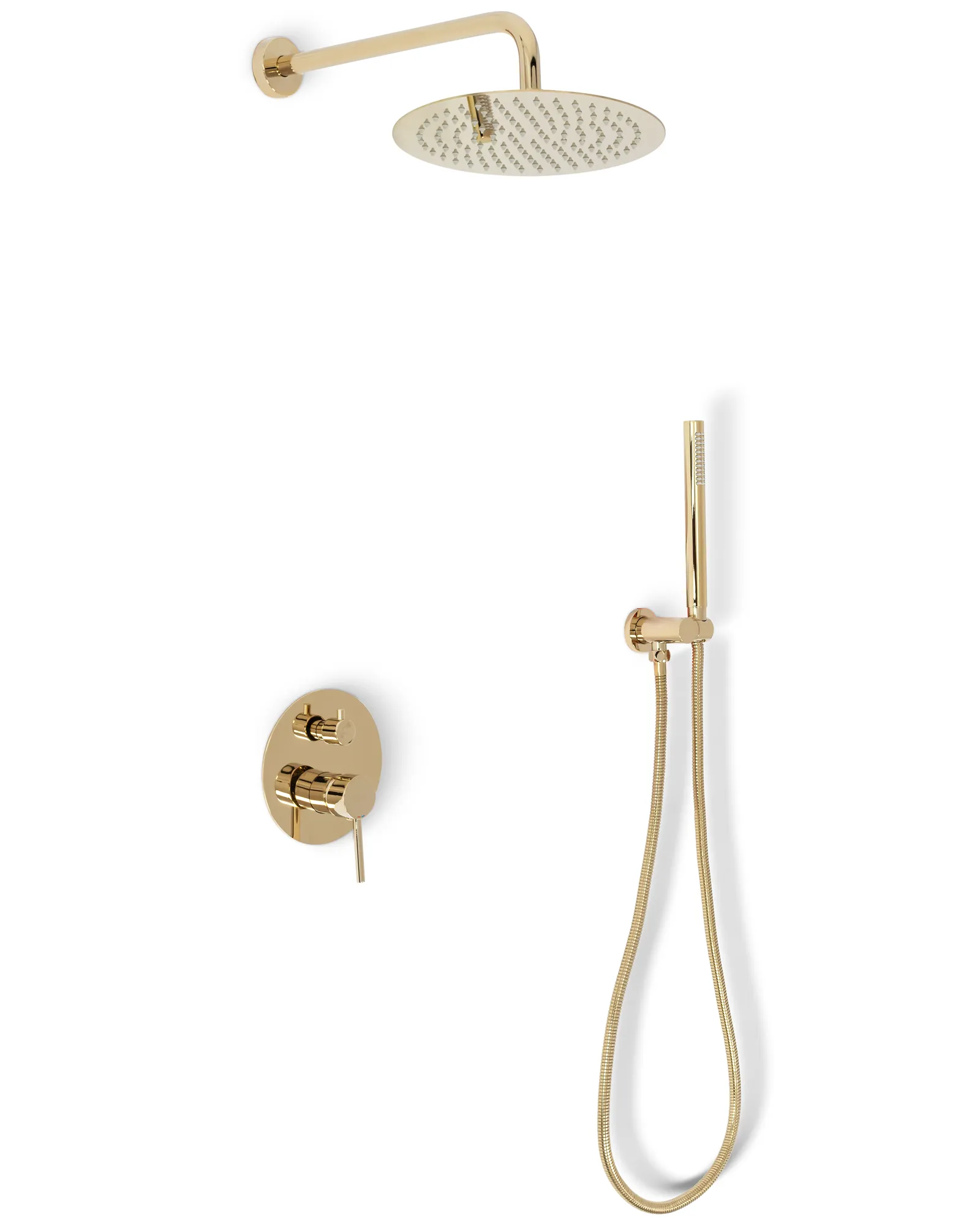 Baterii duș - Set de duș încastrat în perete culoare auriu lucios înălțime 16 cm model Lungo Gold