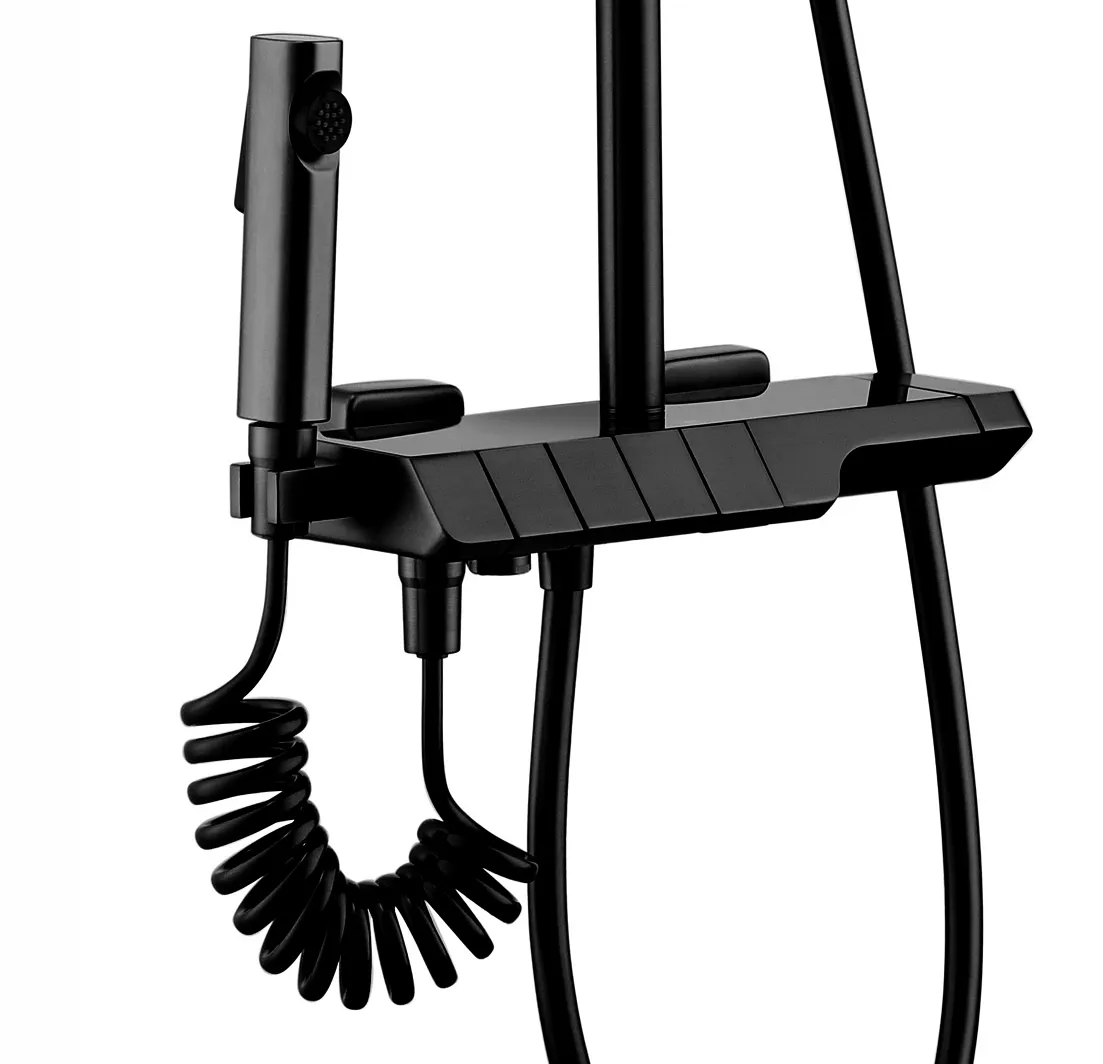 Set de duș culoare negru mat înălțime 115 cm material alamă model Rob Black Mat [2]