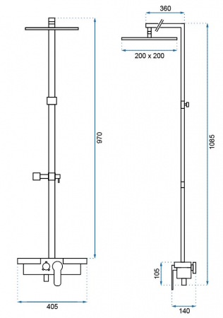 Set de duș culoare crom înălțime 108 cm material alamă model Lucas Chrome [5]