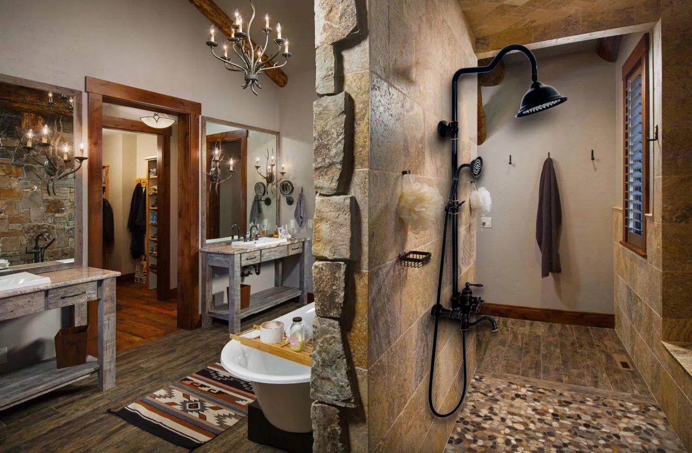 Set de duș culoare negru mat înălțime 150 cm material alamă/ABS model Retro Old Black [4]