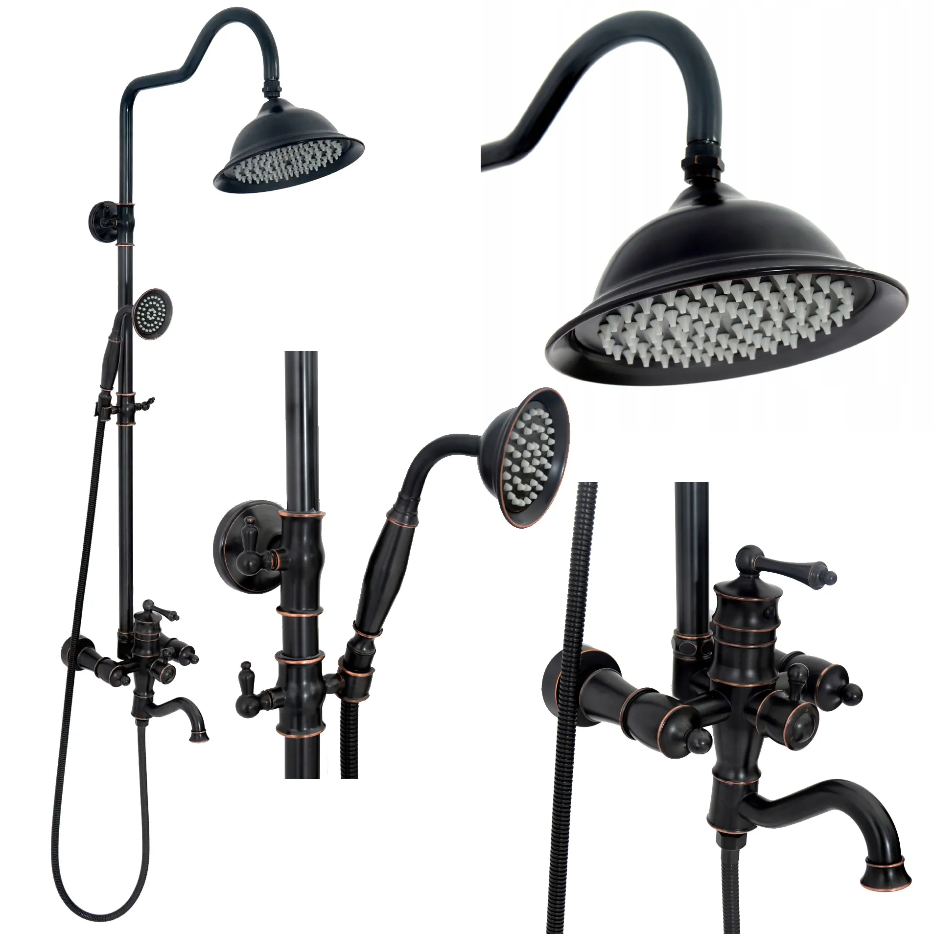Set de duș culoare neagră înălțime 137 cm material alamă/ABS model Vintage Old Black [1]