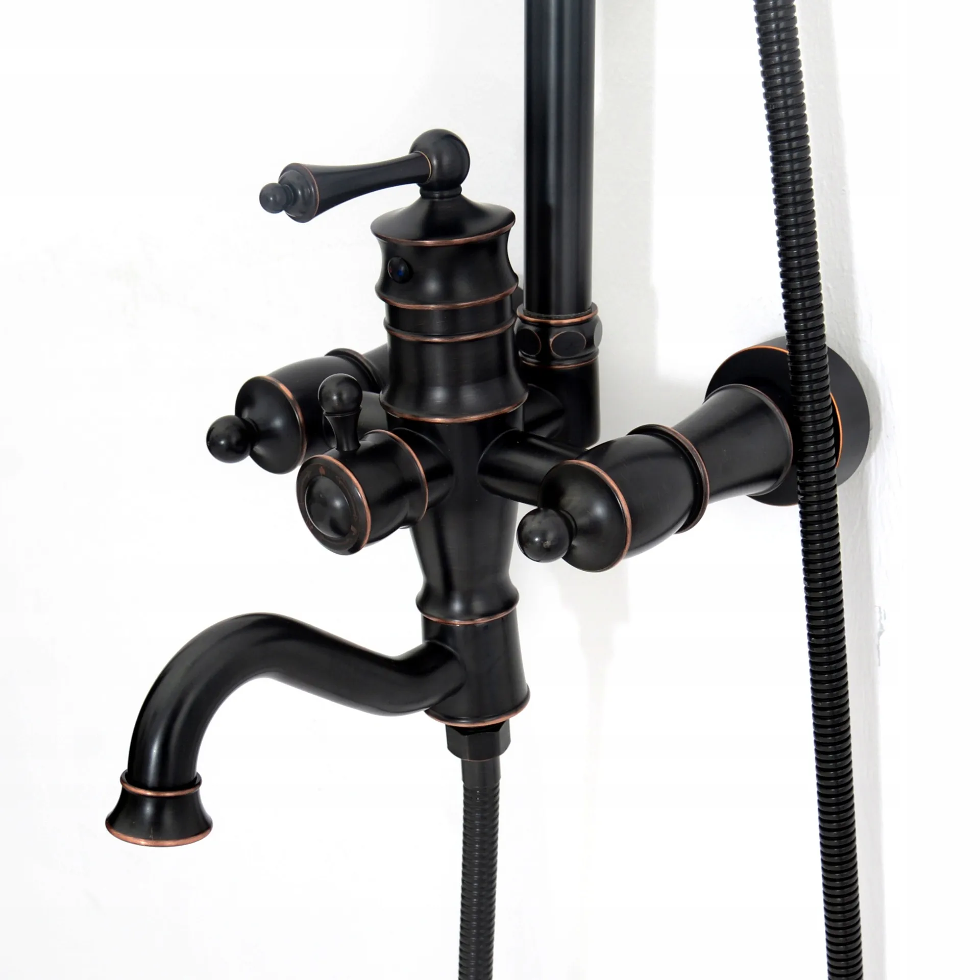 Set de duș culoare neagră înălțime 137 cm material alamă/ABS model Vintage Old Black [6]