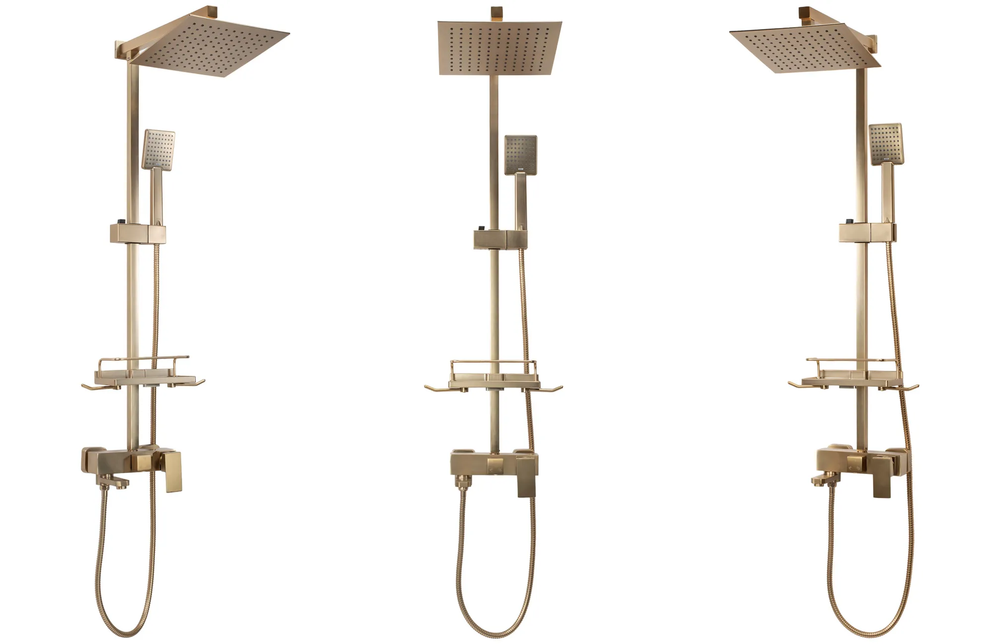 Set de duș culoare auriu periat înălțime 102 cm material alamă/ABS model Jack Gold Brushed [8]