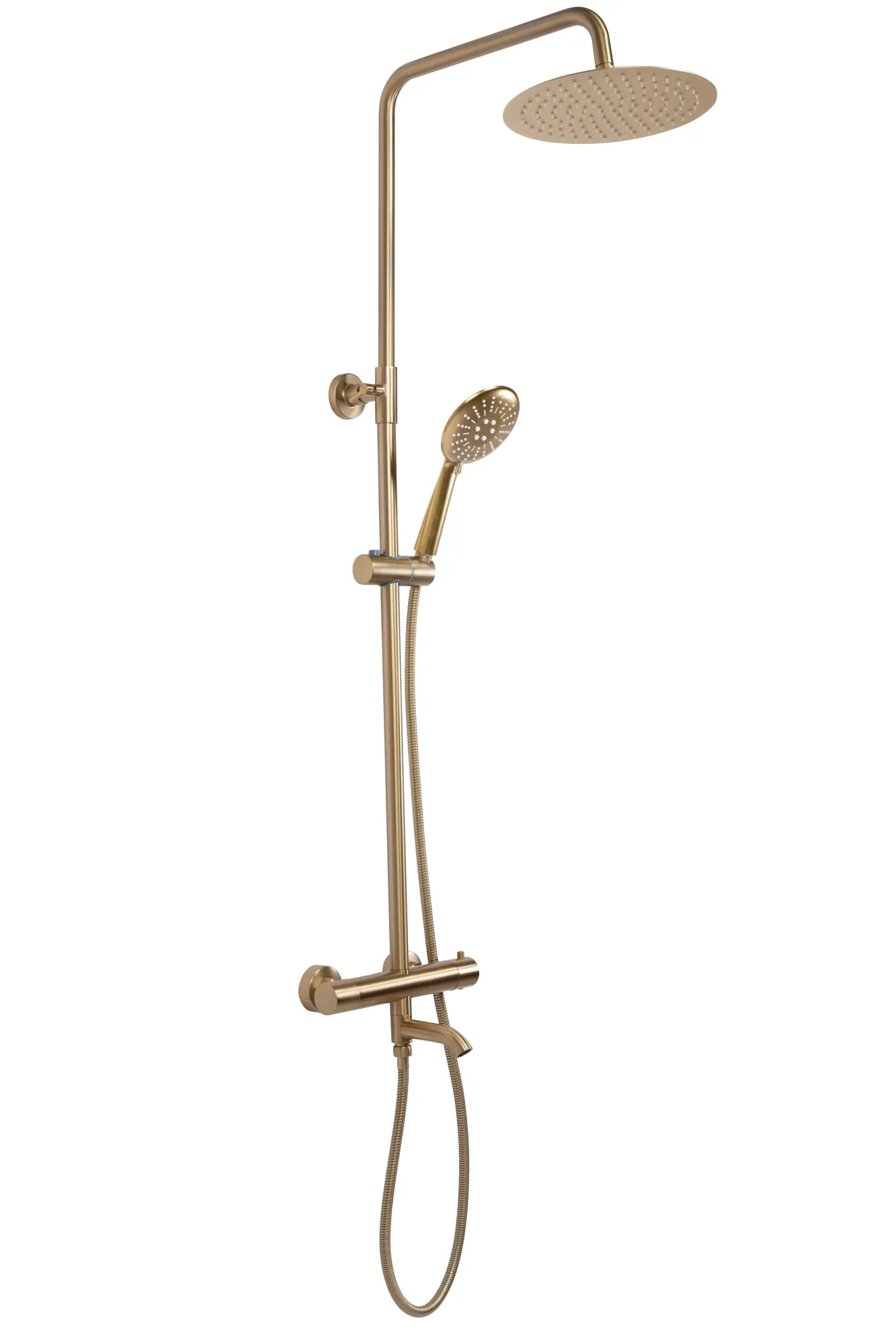 Set de duș cu termostat culoare auriu periat înălțime 117 cm model Lungo Gold Brushed