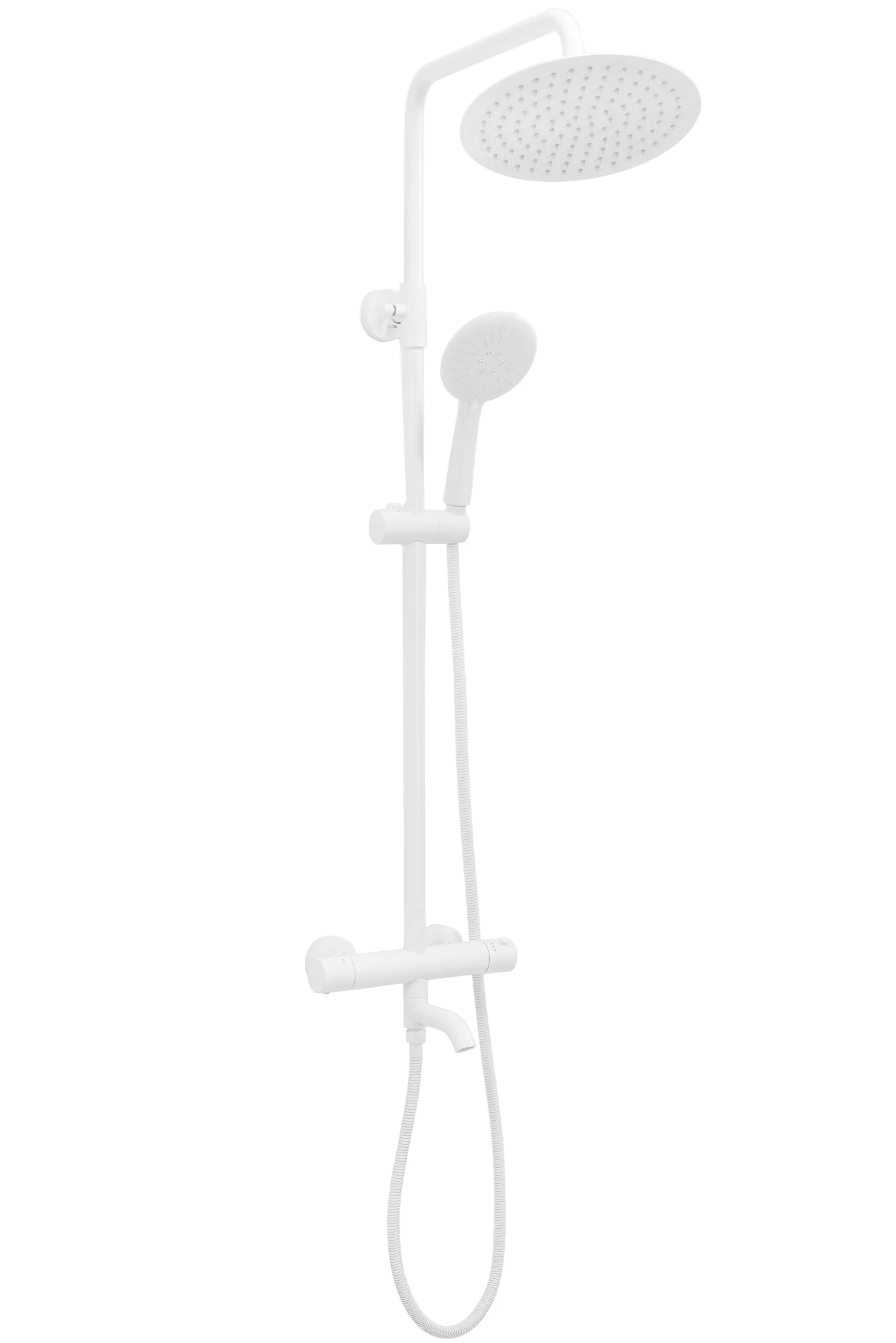 Set de duș cu termostat finisaj alb mat înălțime 117 cm material alamă/ABS model Lungo White Matt