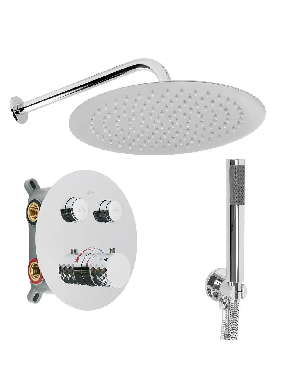 Set de duș cu termostat finisaj crom lucios model Lungo Diamond Chrom