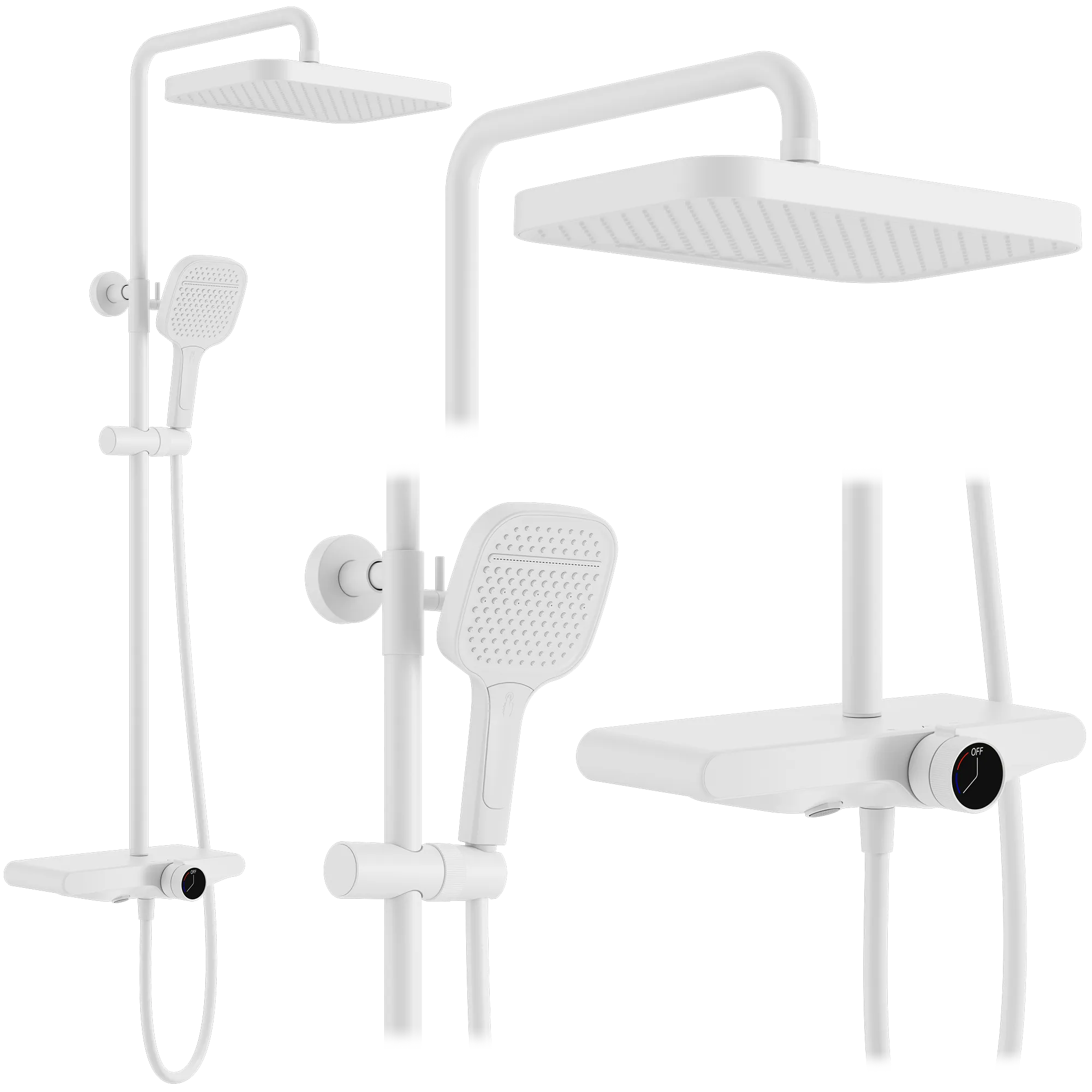 Set de duș finisaj alb înălțime 100 cm material alamă/ABS model Bari White [1]