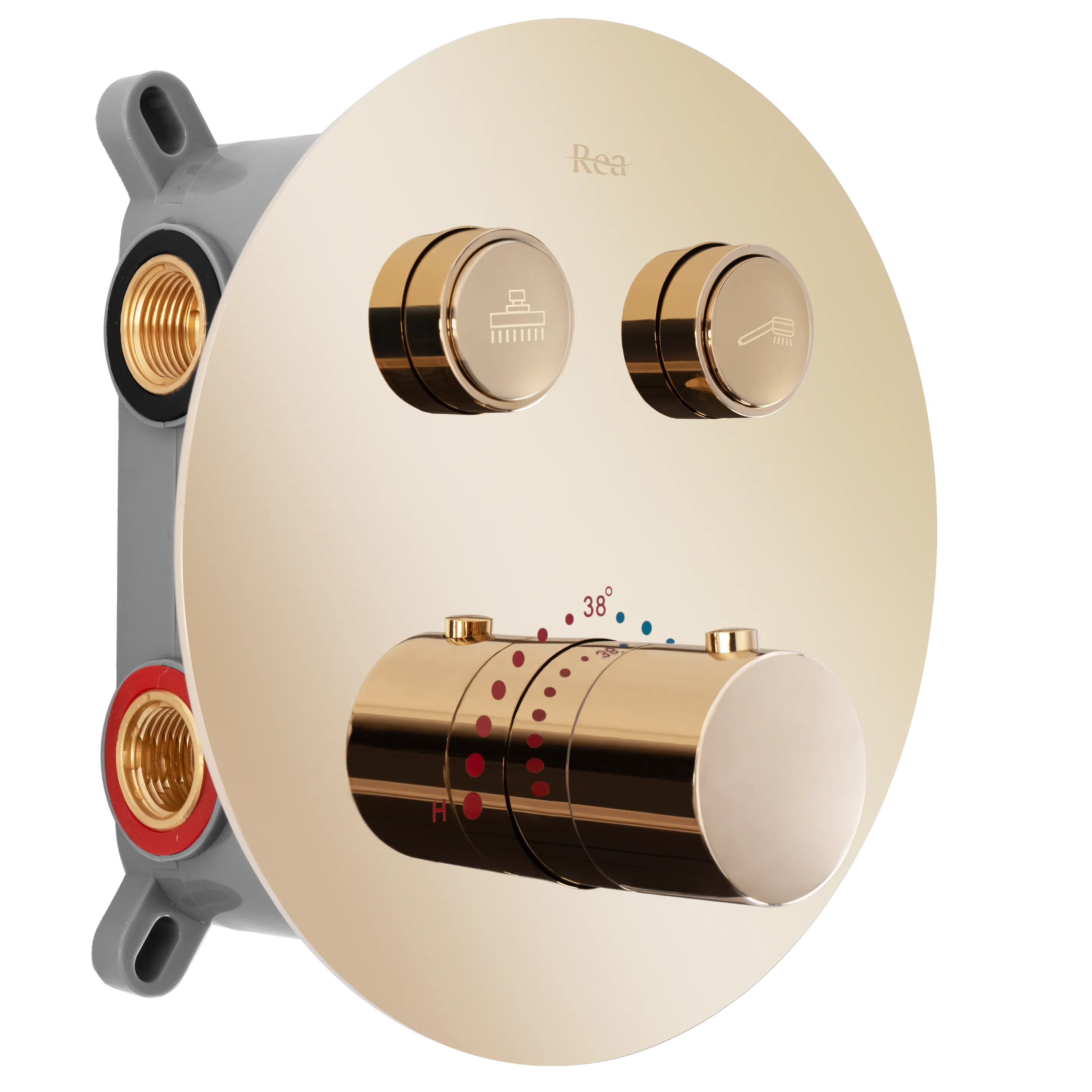 Set de duș cu termostat culoare auriu lucios înălțime 17 cm material alamă model Lungo Gold [1]