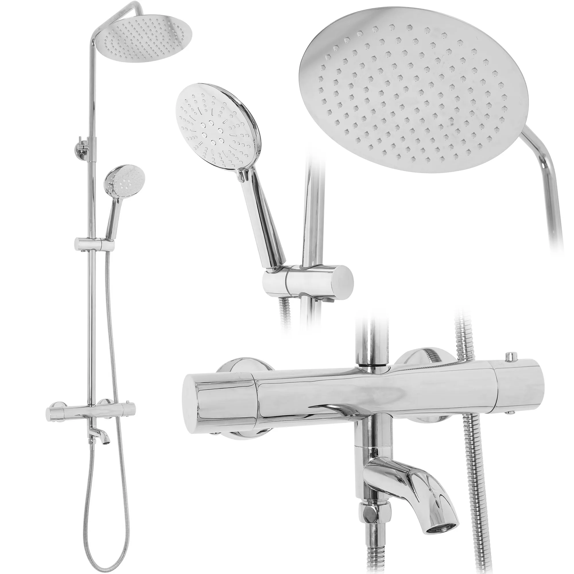 Set de duș cu termostat culoare crom lucios înălțime 117 cm material alamă/ABS model Lungo Chrom [2]