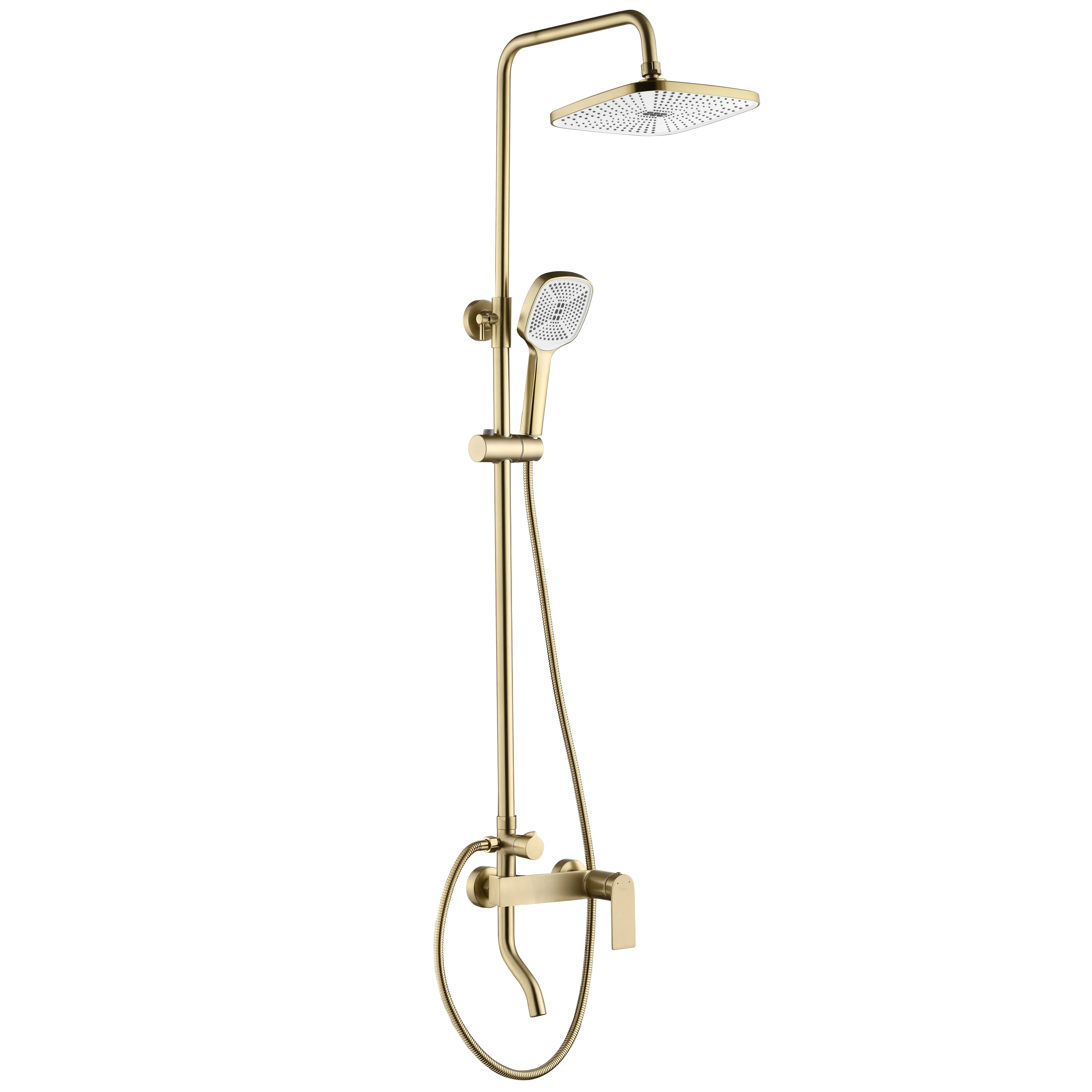 Baterii duș - Set de duș culoare auriu periat înălțime 144 cm model Storm Gold Brush