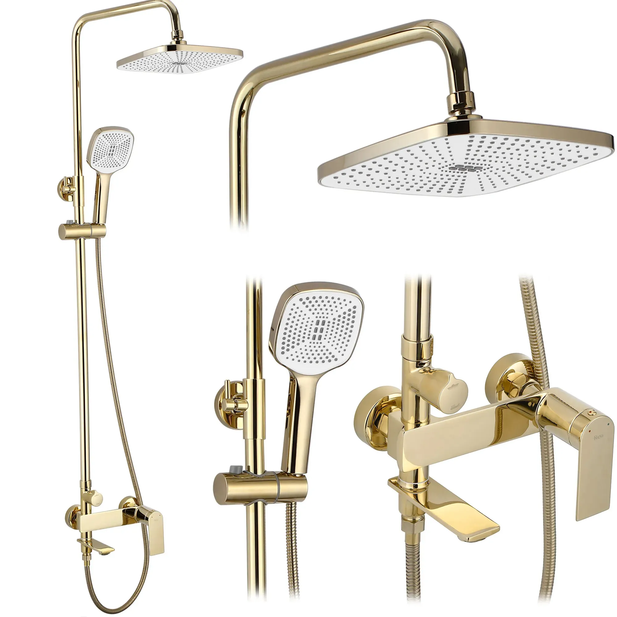 Set de duș culoare auriu înălțime 136 cm material alamă/ABS model Storm Gold [1]