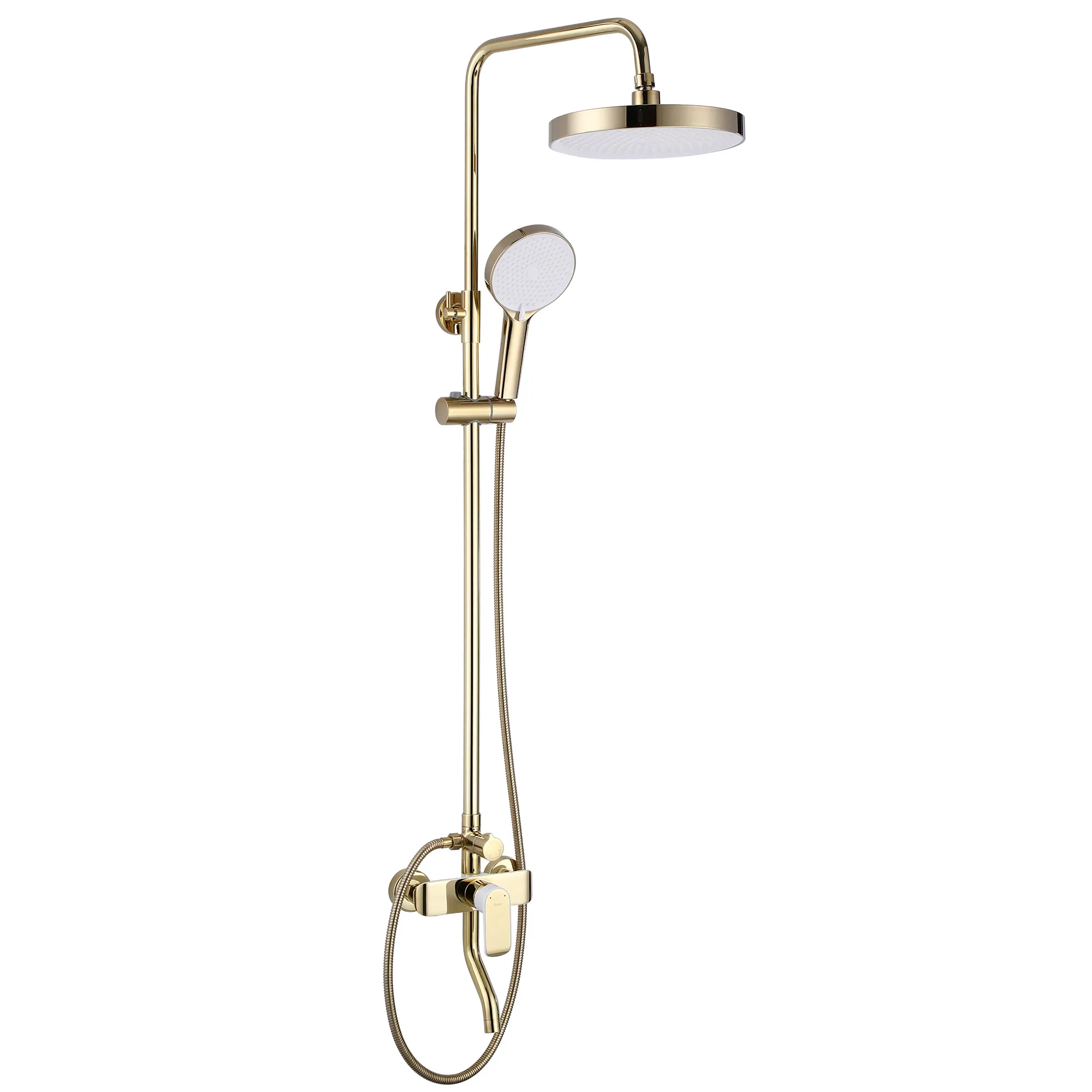 Set de duș culoare auriu și alb înălțime 144 cm material alamă/ABS model Bloom White Gold