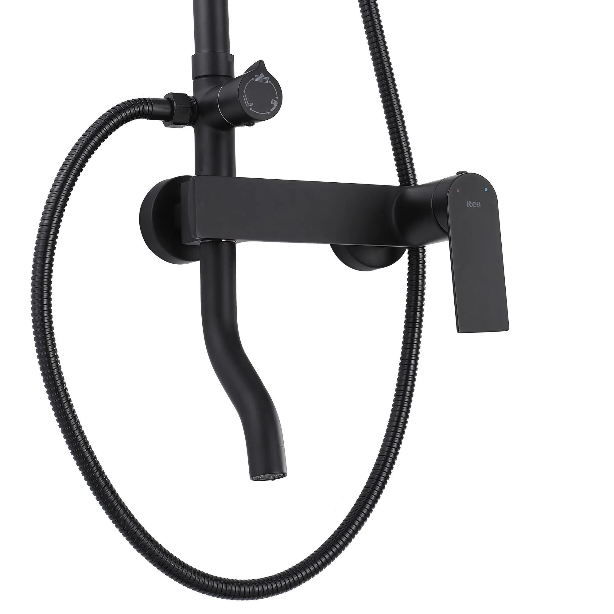 Set de duș culoare negru mat înălțime 144 cm material alamă/ABS model Storm Black Mat [3]