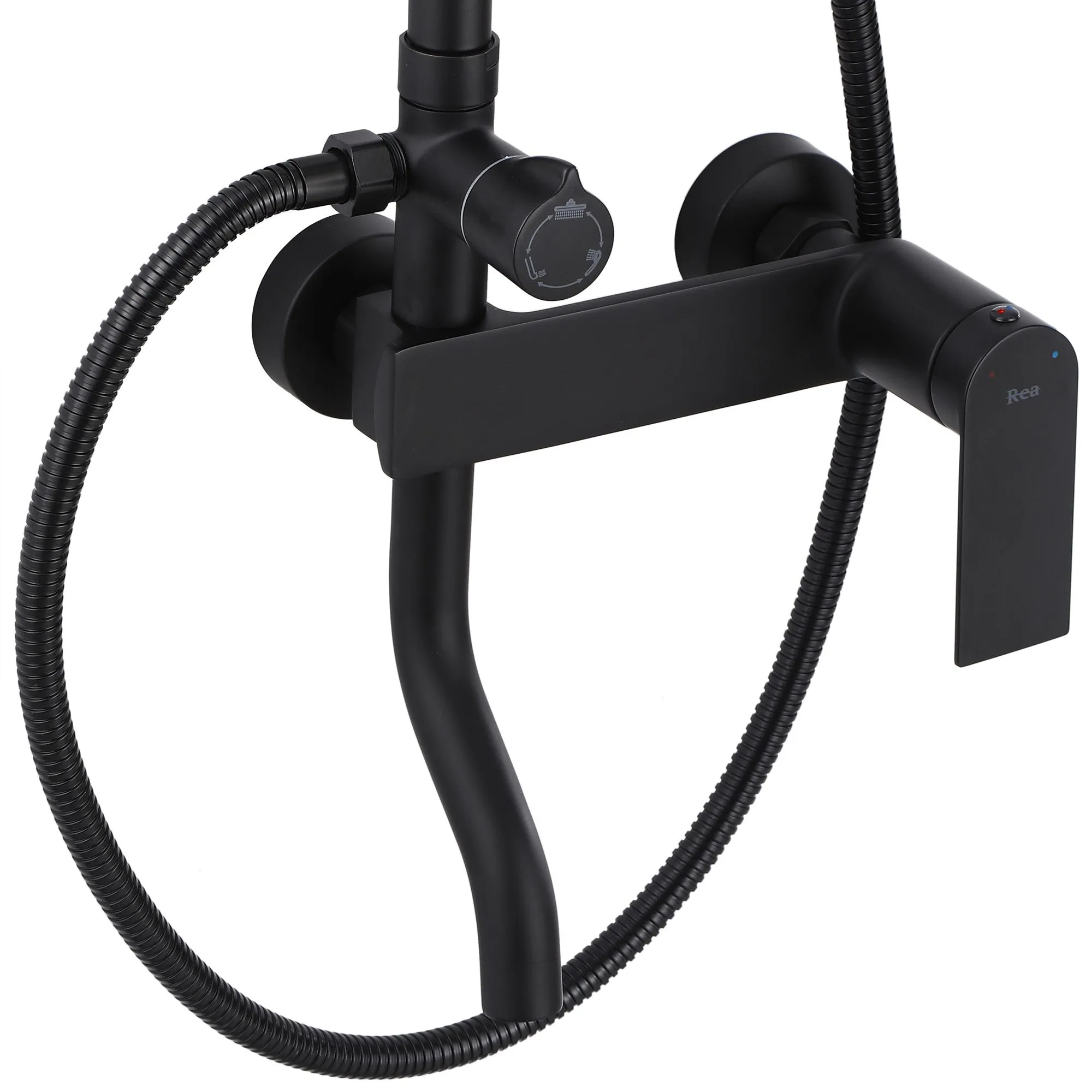 Set de duș culoare negru mat înălțime 144 cm material alamă/ABS model Storm Black Mat [2]