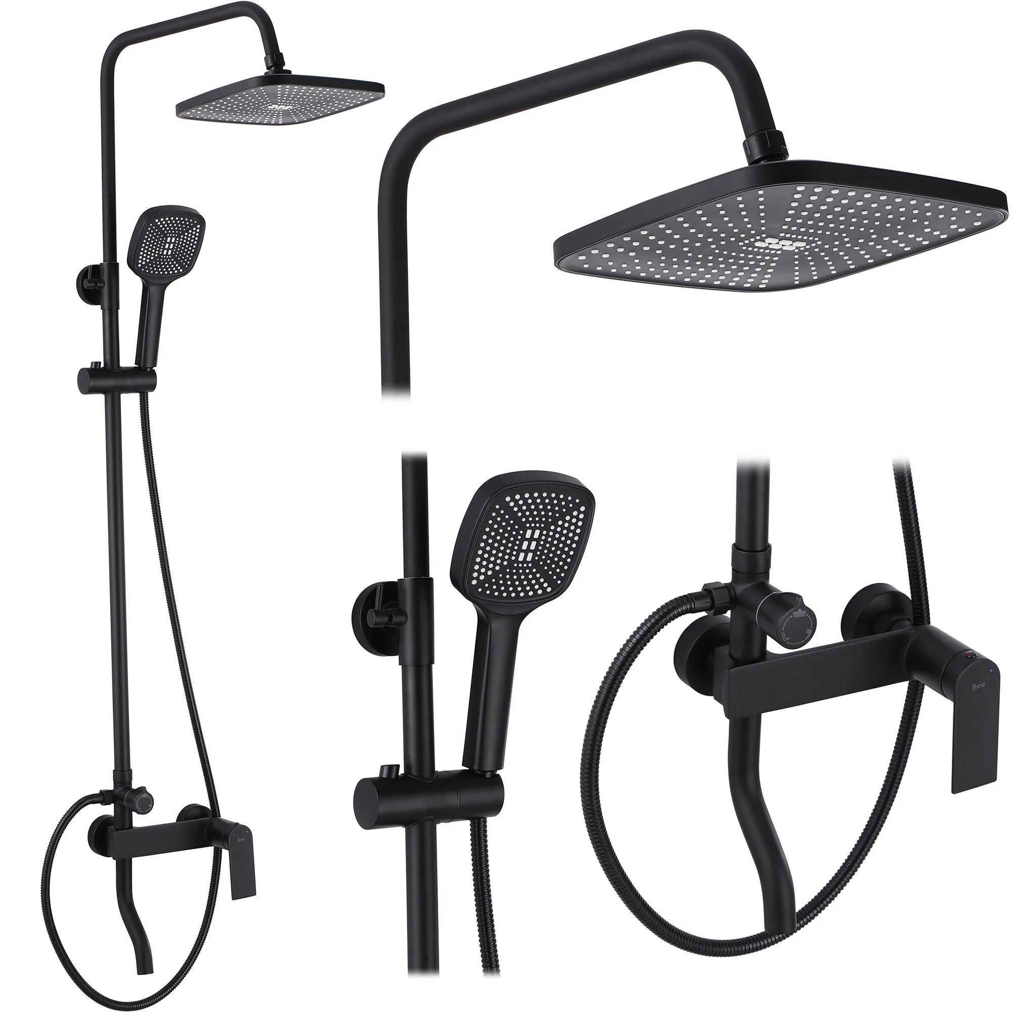 Set de duș culoare negru mat înălțime 144 cm material alamă/ABS model Storm Black Mat [1]