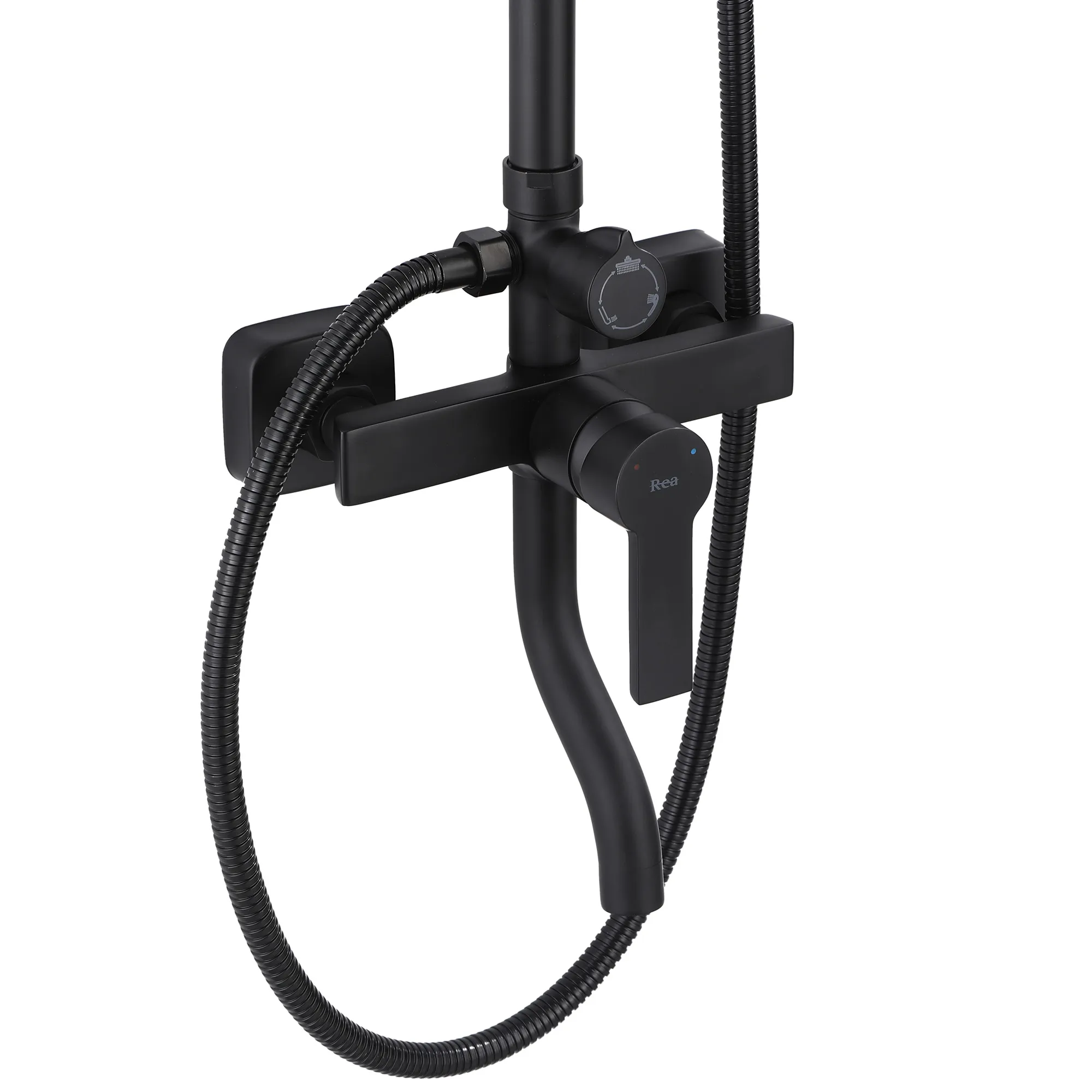 Set de duș culoare negru mat înălțime 144 cm material alamă/ABS model Argus Black Mat [3]