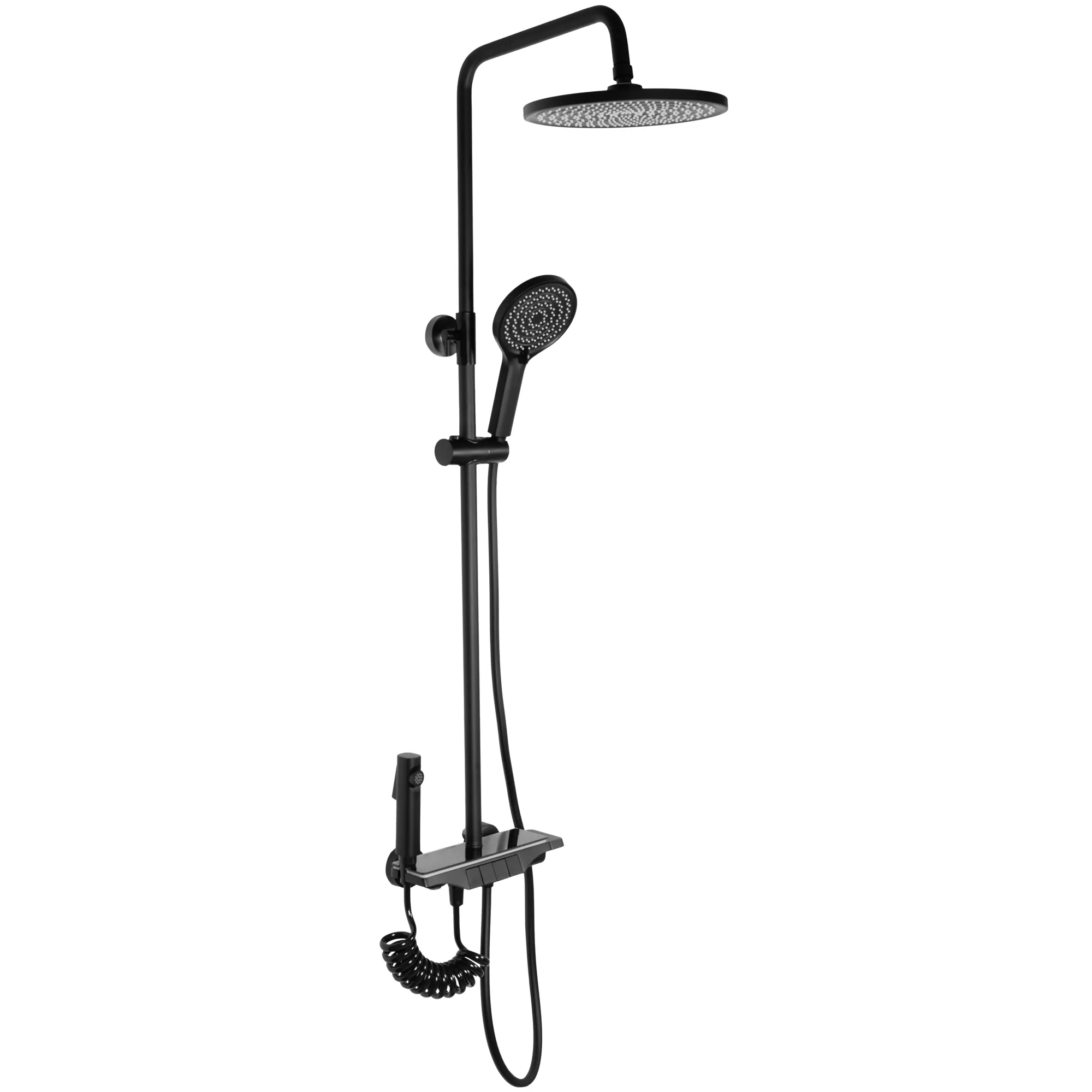 Set de duș culoare negru mat înălțime 120 cm material alamă/ABS model Savio Led Black