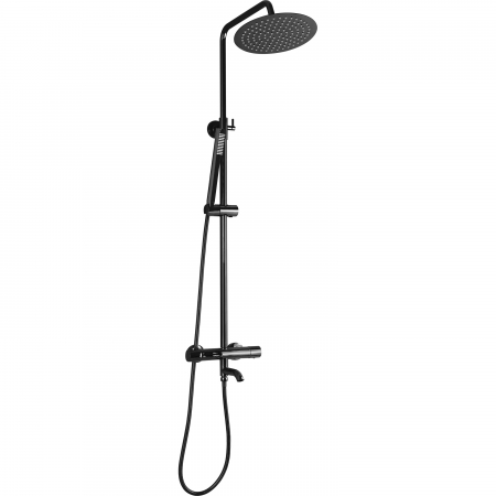 Set de duș cu termostat culoare negru metalic înălțime 117 cm material alamă/ABS model Lungo Black Metalic