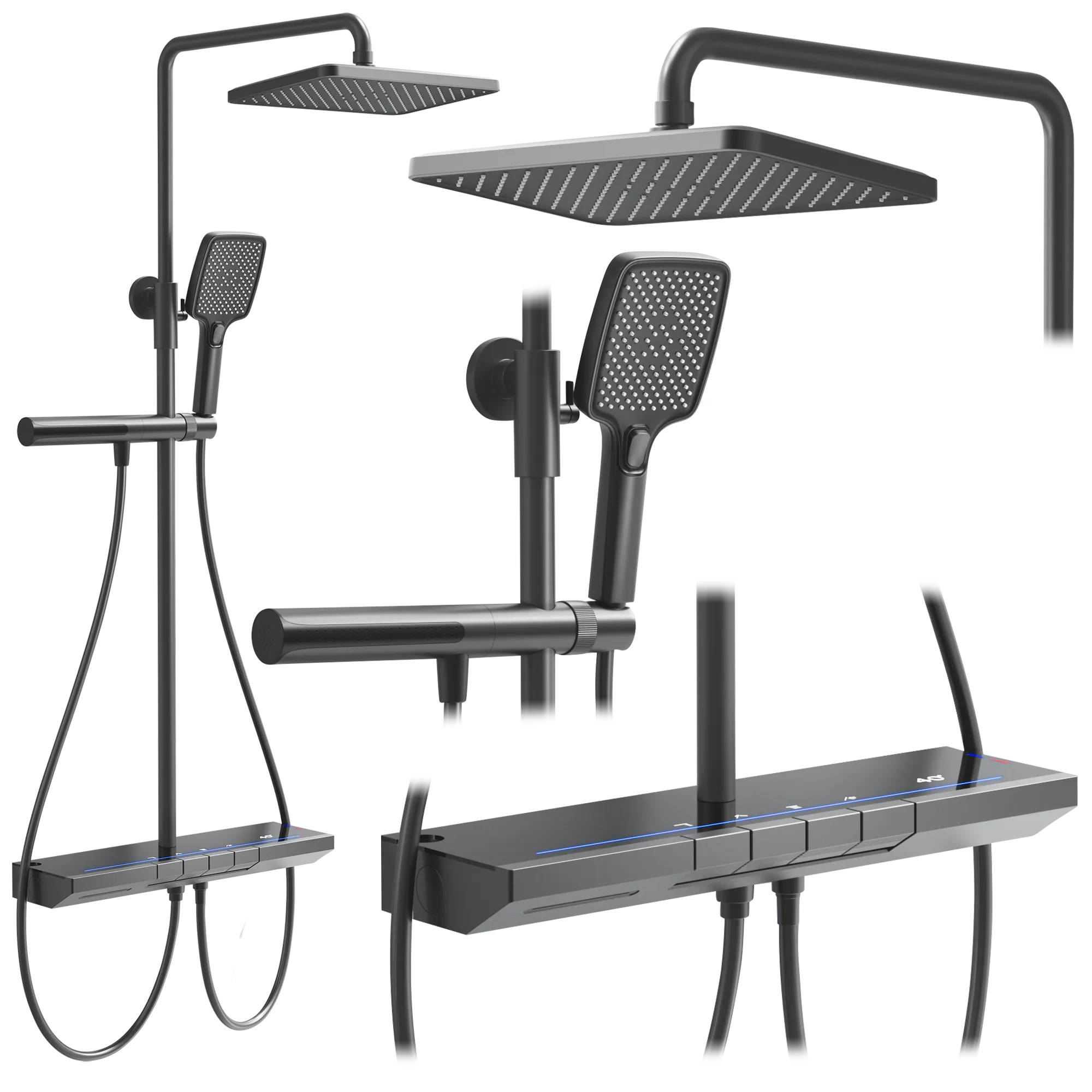 Set de duș cu termostat finisaj titanium înălțime 102 cm model Pedro Titanium [2]